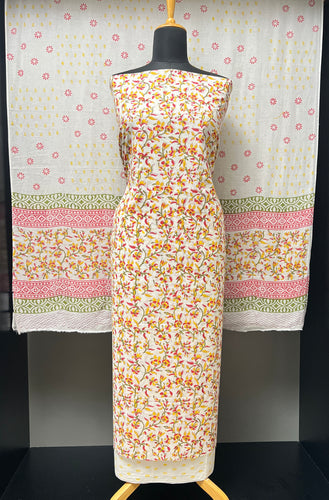 Block Printed Floral Patterned Cotton Salwar Set | JKL558