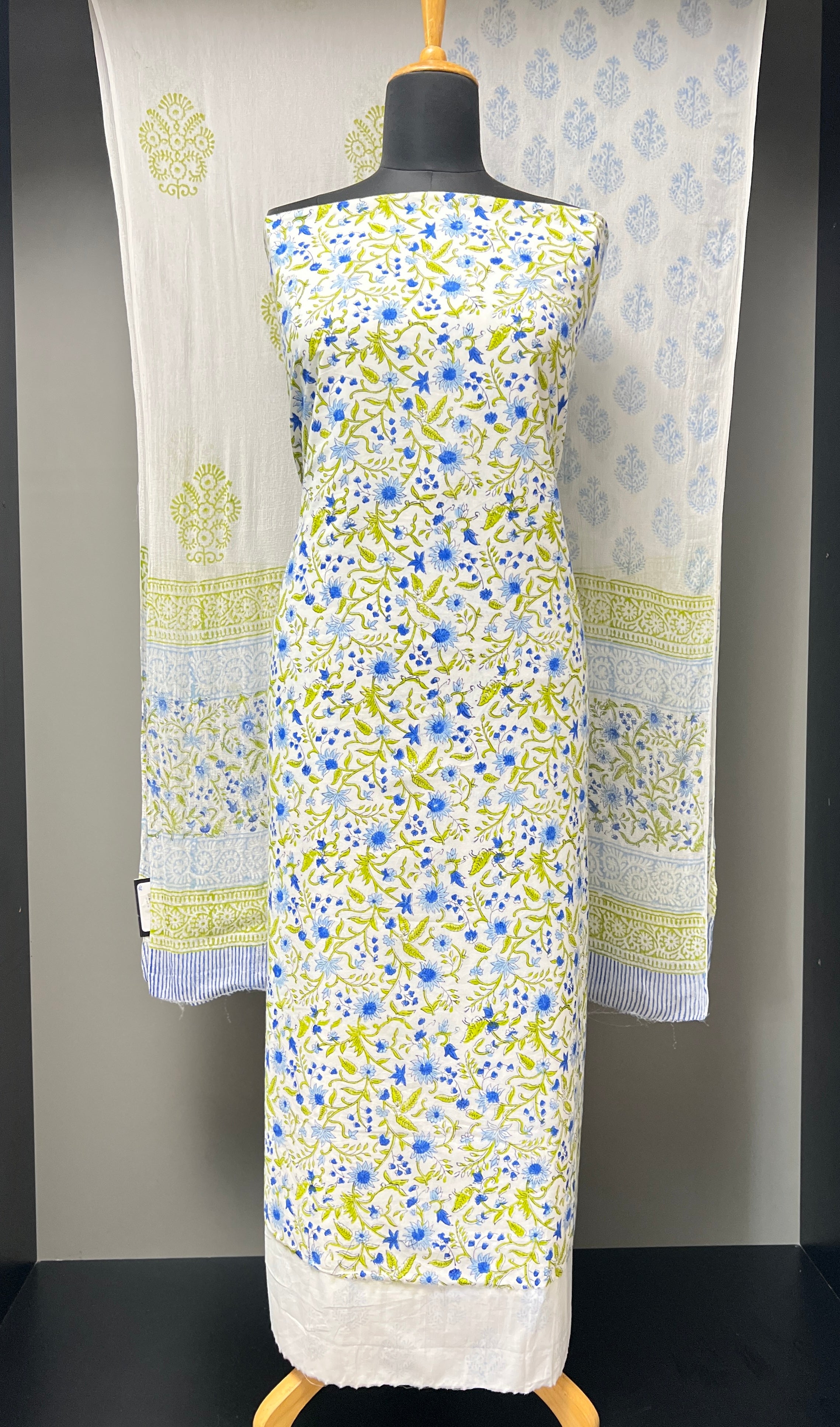 Block Printed Floral Patterned Cotton Salwar Set | JKL565