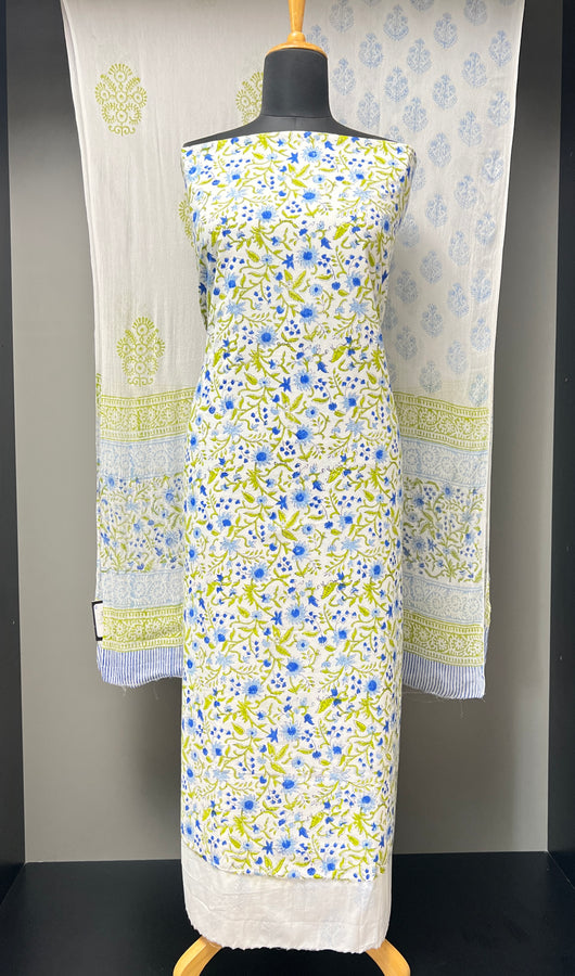 Block Printed Floral Patterned Cotton Salwar Set | JKL565