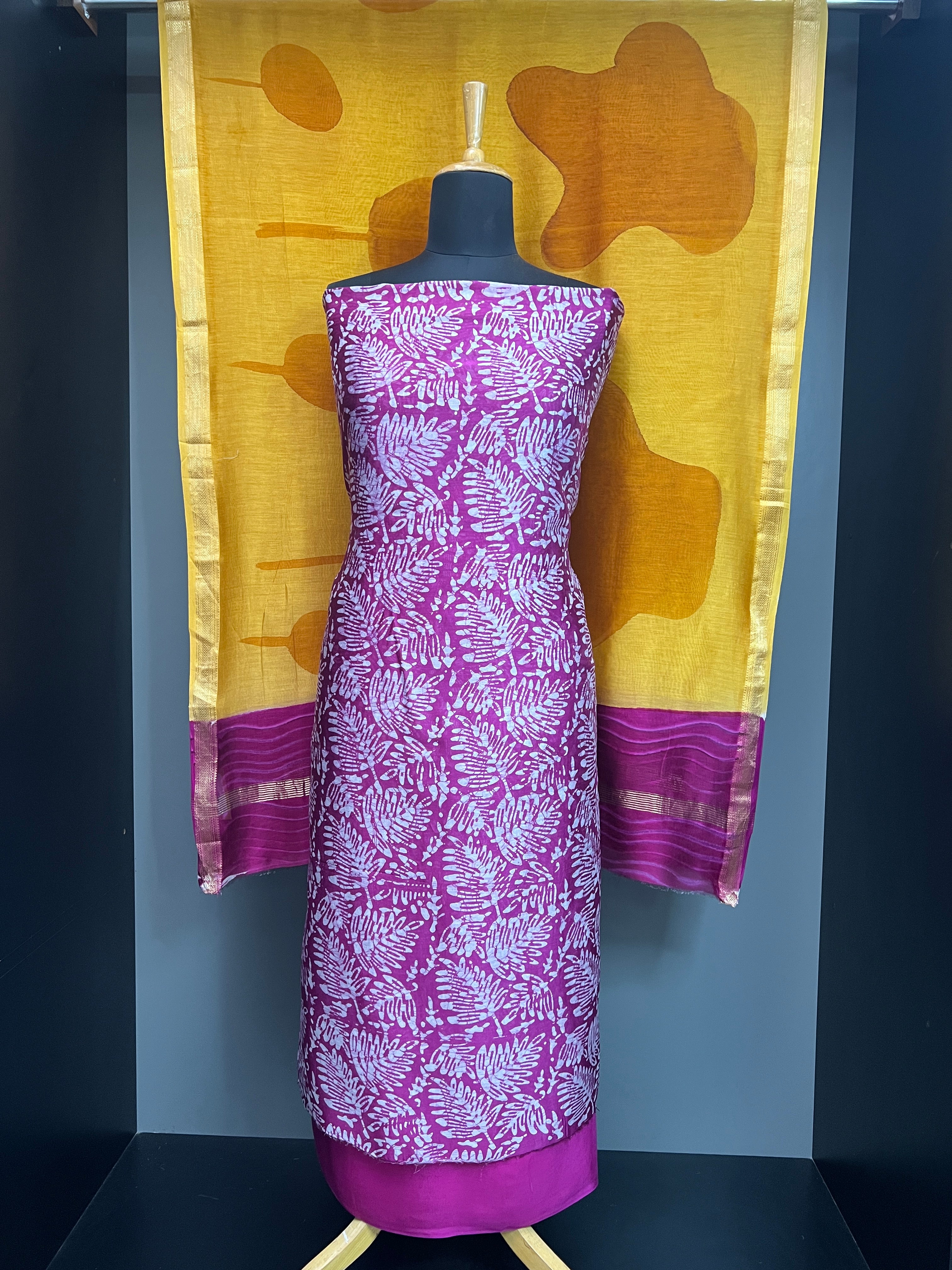 Batik Printed Chanderi Salwar Set | JKL583