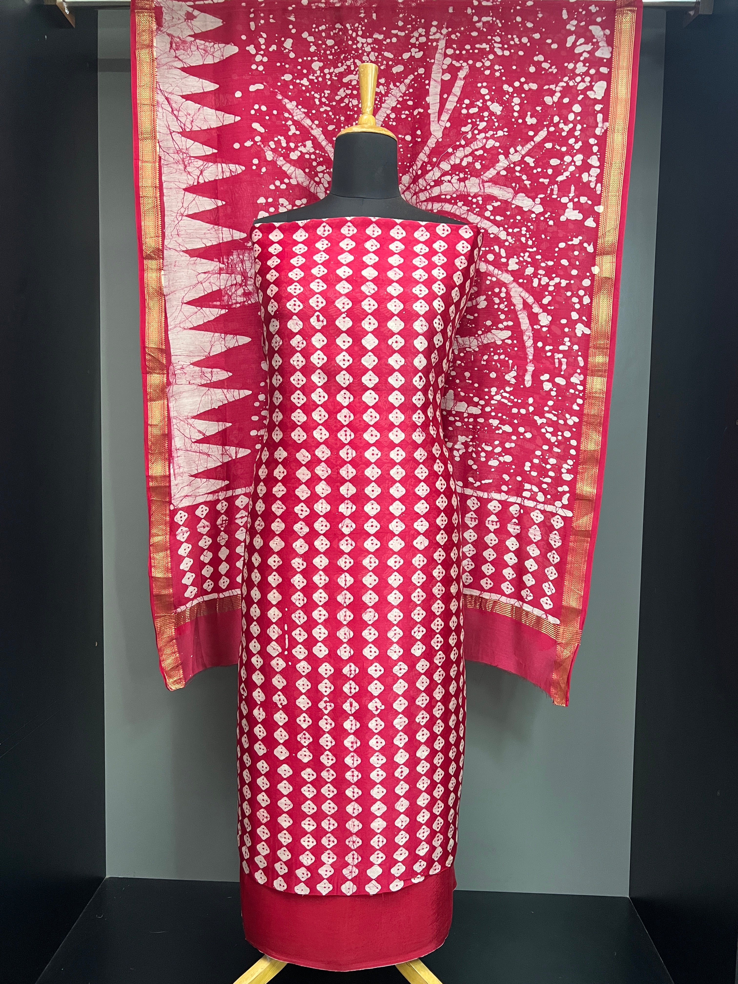 Batik Printed Chanderi Salwar Set | JKL584