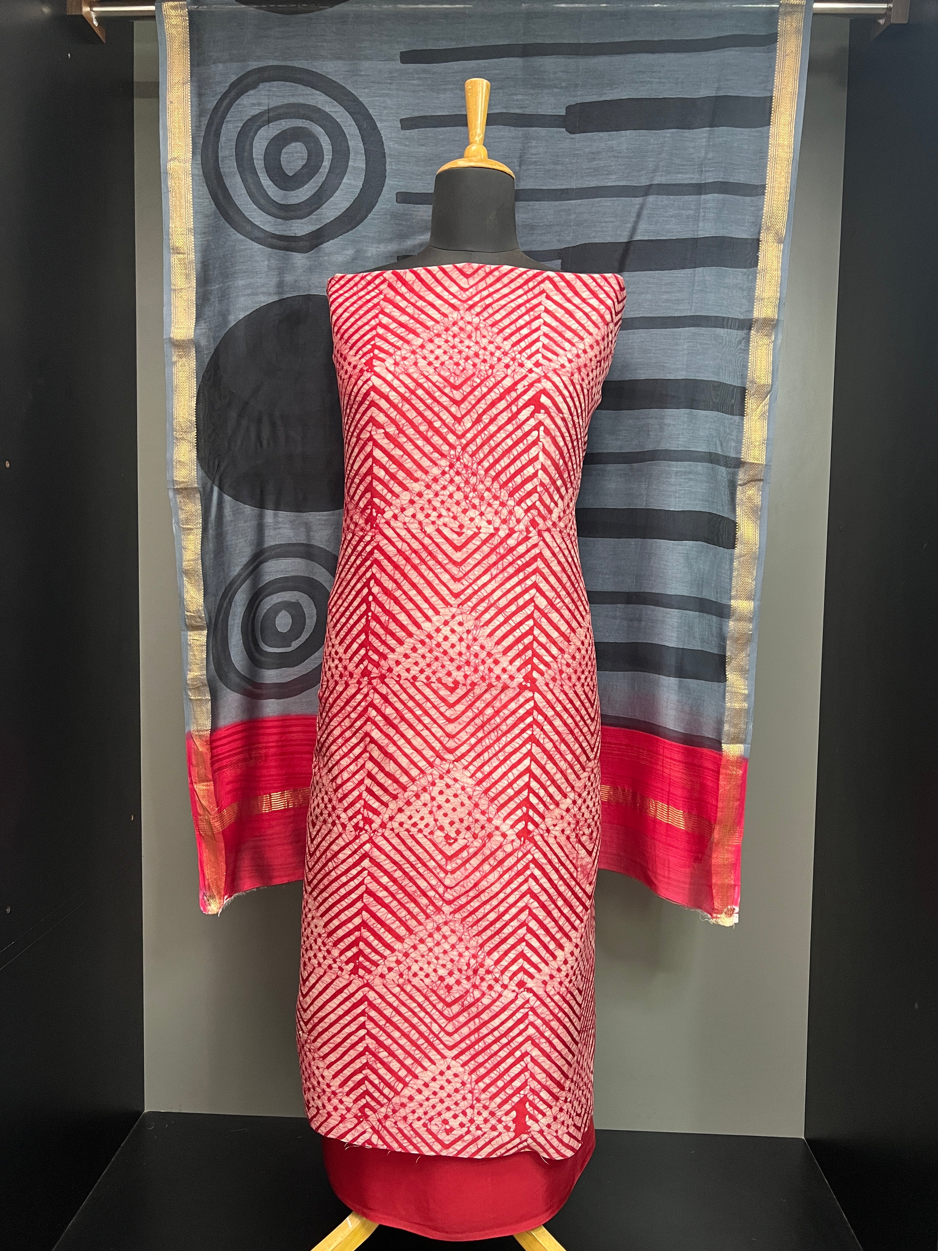 Batik Printed Chanderi Salwar Set | JKL586