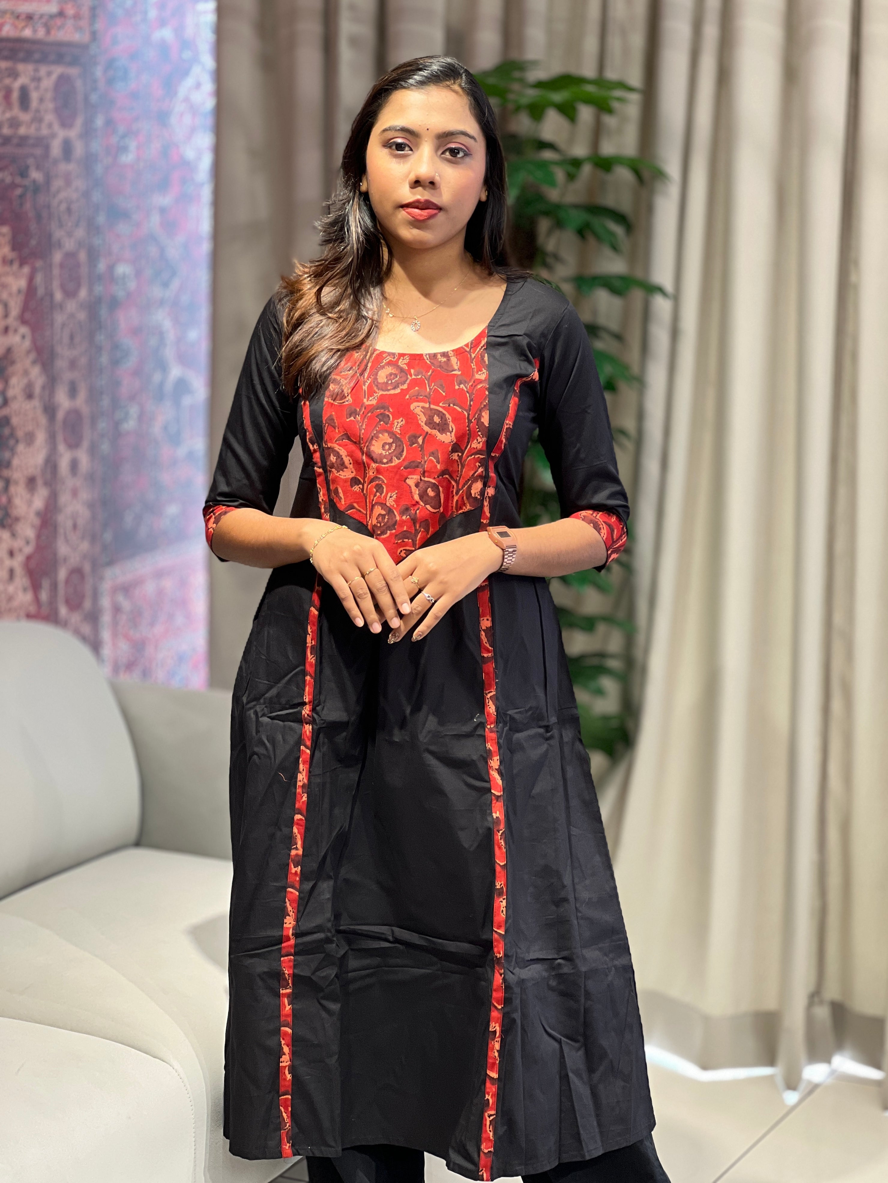 Block Print Detailed Cotton Kurta | JSC512