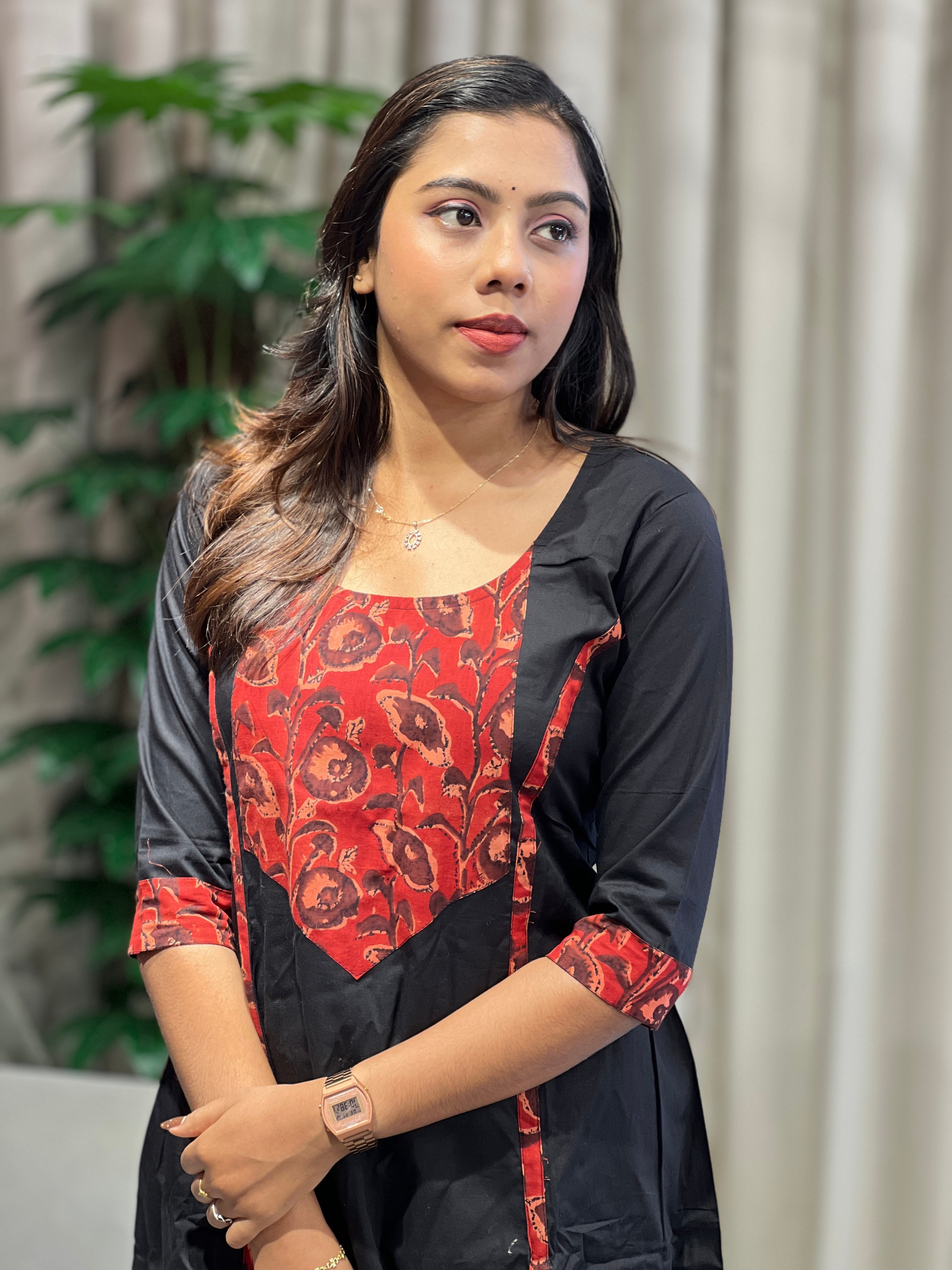 Block Print Detailed Cotton Kurta | JSC512