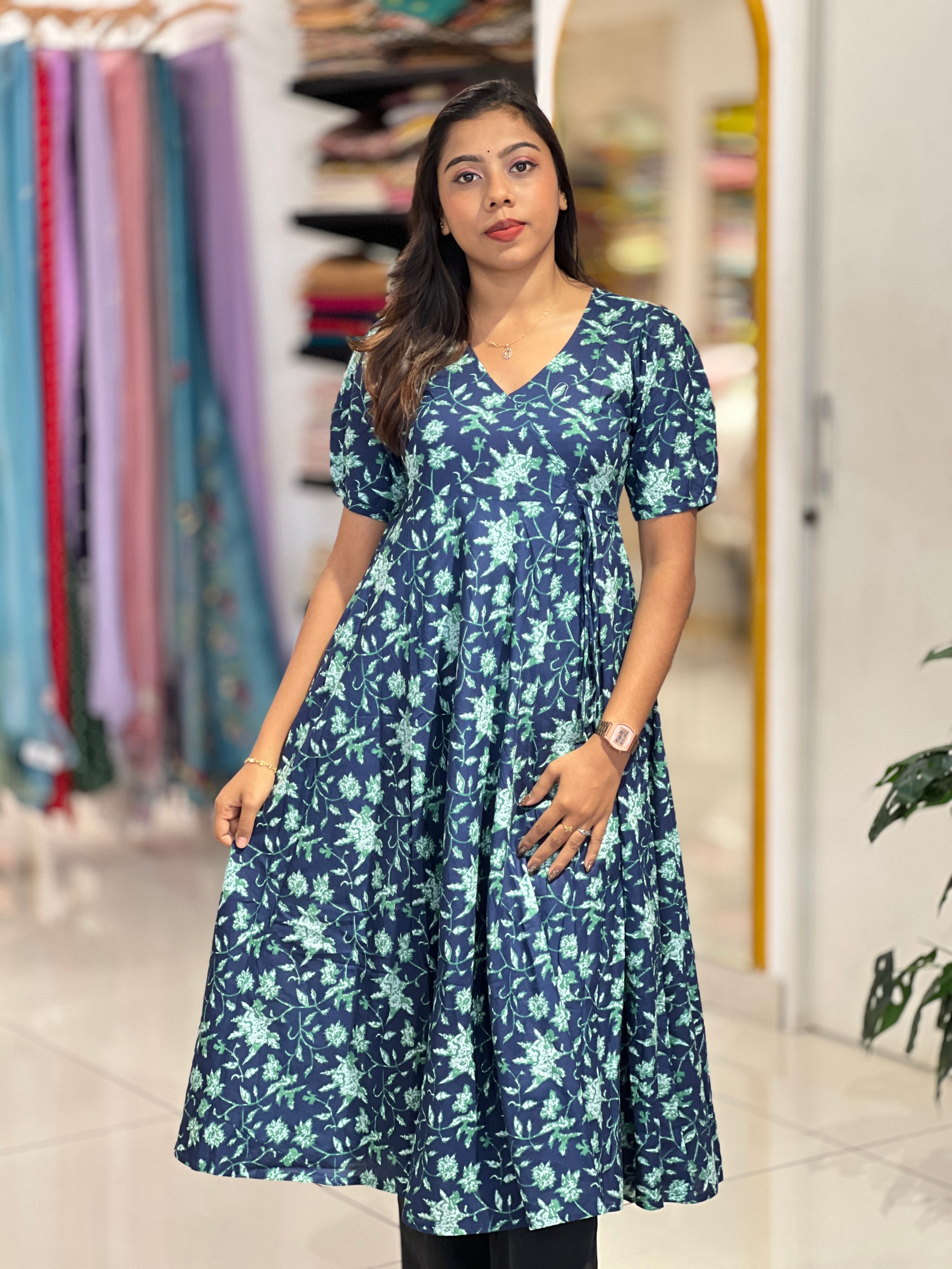 Floral Printed Cotton A-Line Kurta | JSC517