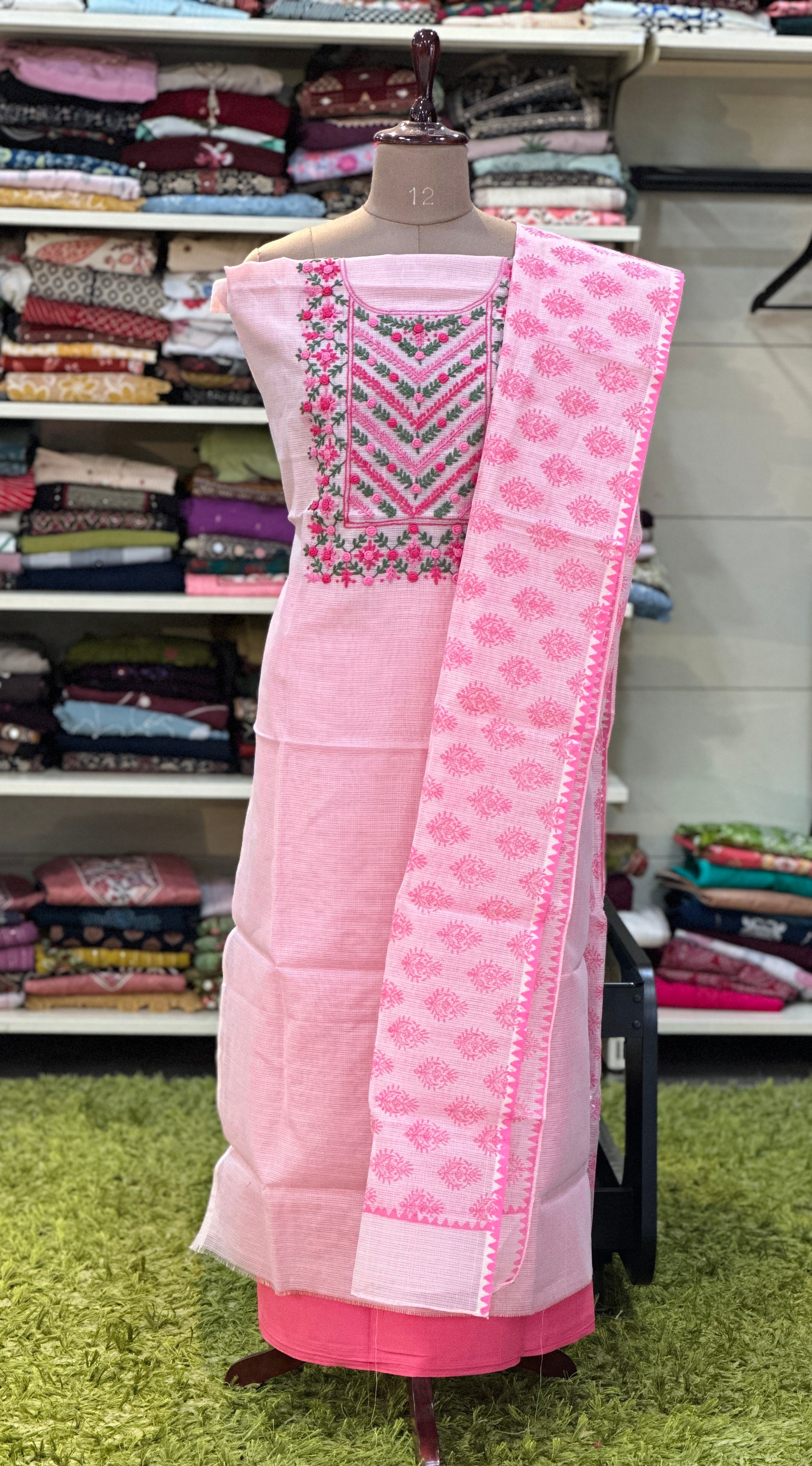 Floral Embroidered Check Organza Check Organza | JSC378