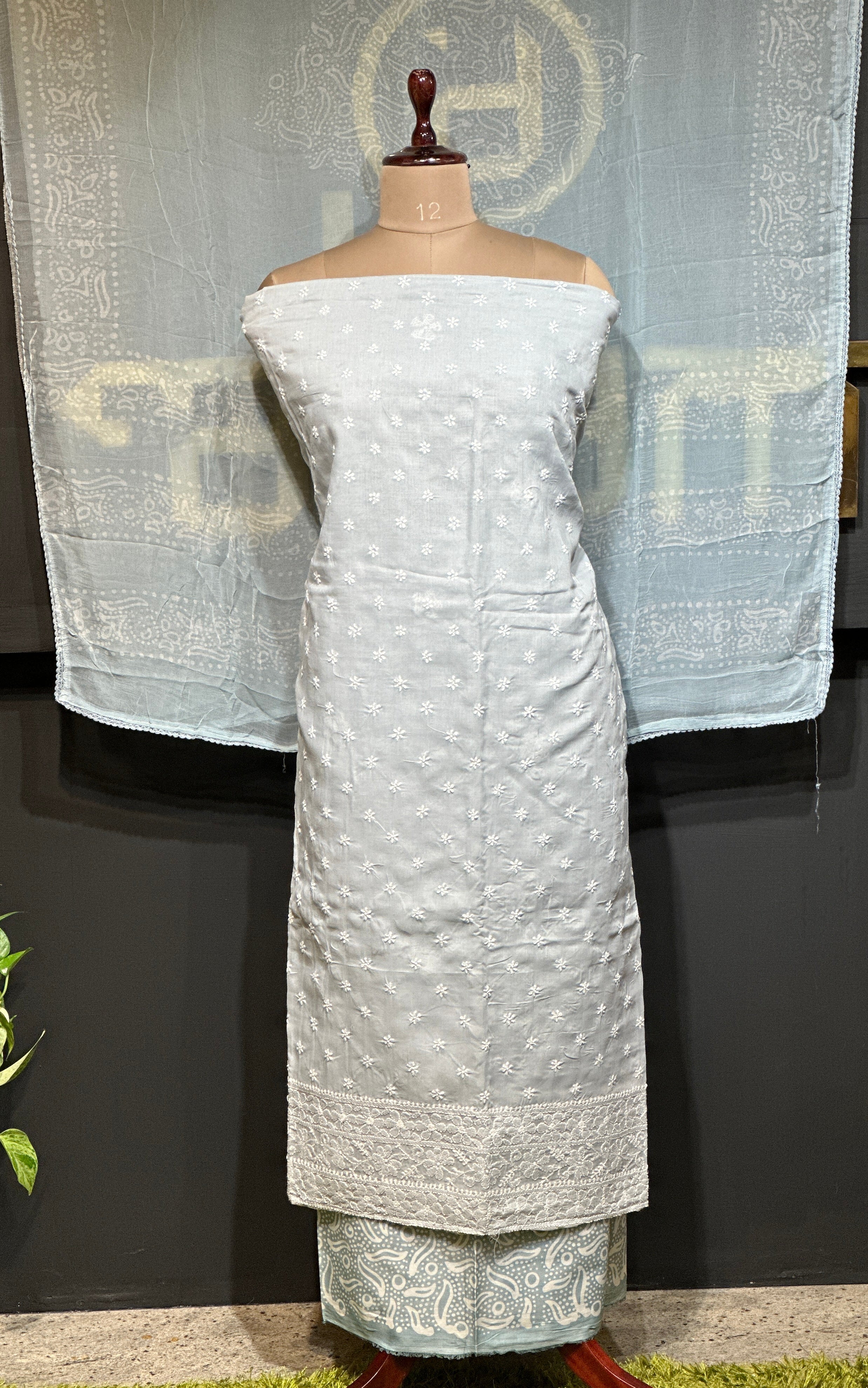 Hand Chikankari & Batik Detailed Cotton Salwar Set | JT160