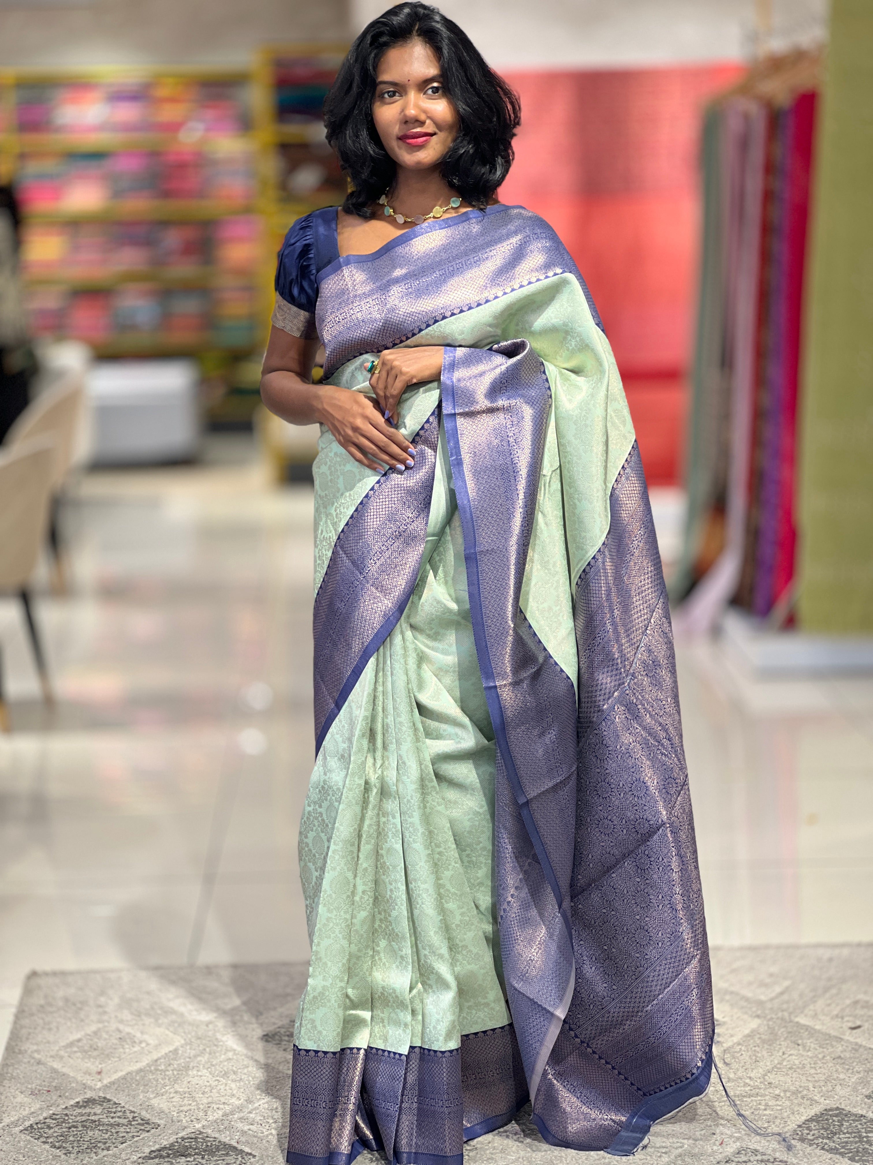 Zari Woven Floral Patterned Semi Silk Saree | KAC104