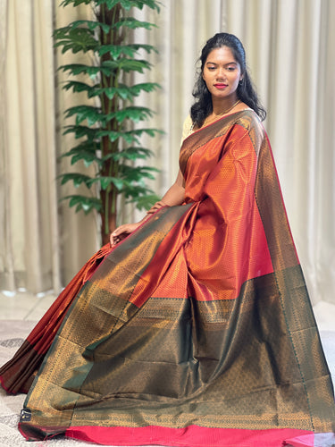 Traditional Zari Woven Brocade Patterned Semi Silk Saree | KAC145