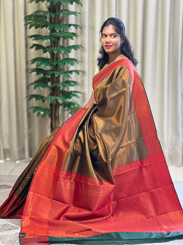 Traditional Zari Woven Brocade Patterned Semi Silk Saree | KAC150