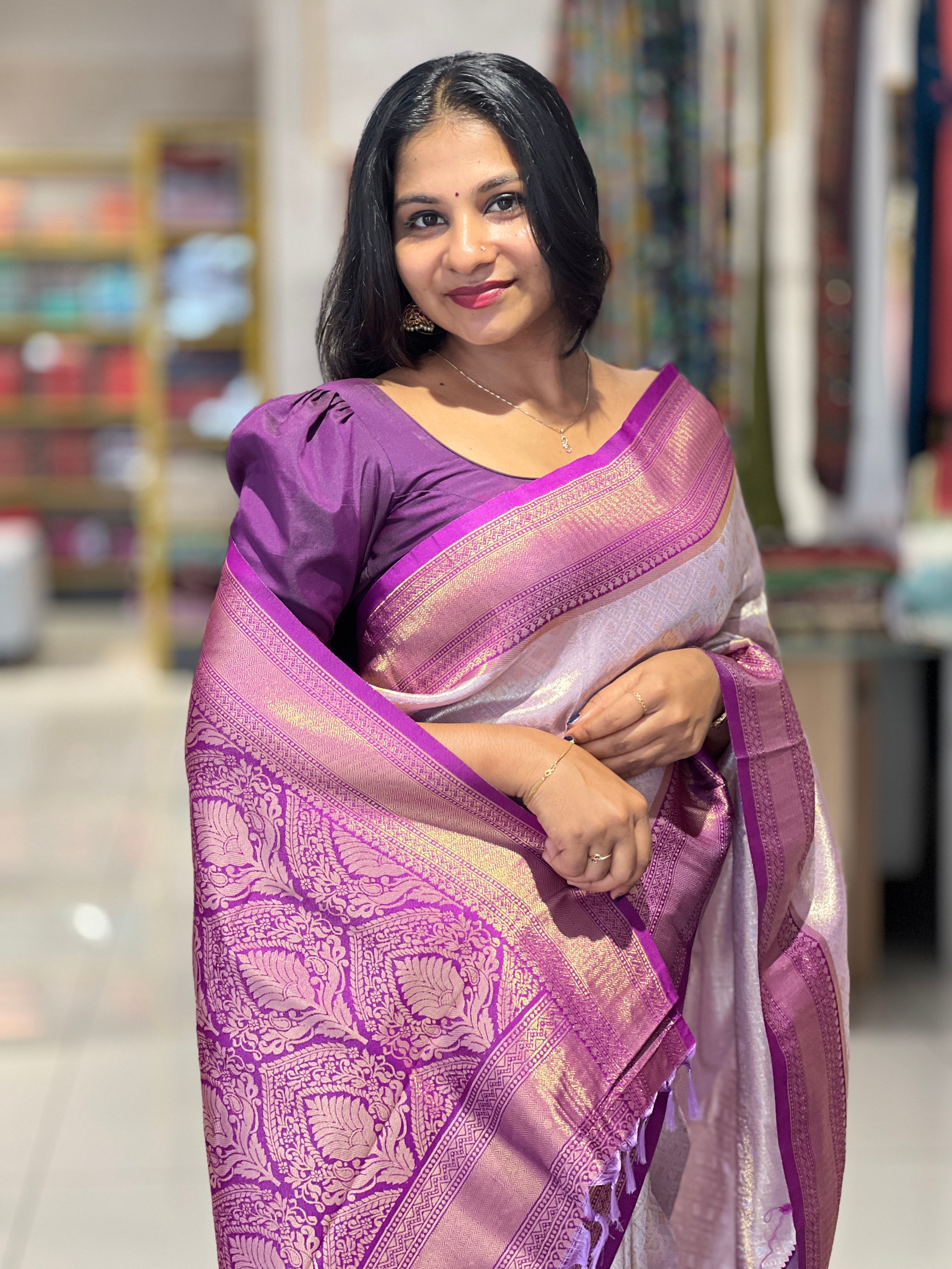 Traditional Zari Woven Brocade Patterned Semi Silk Saree | KAC167