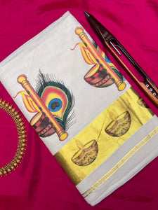 Screen Printed Power Loom Kerala Cotton Saree | KL182