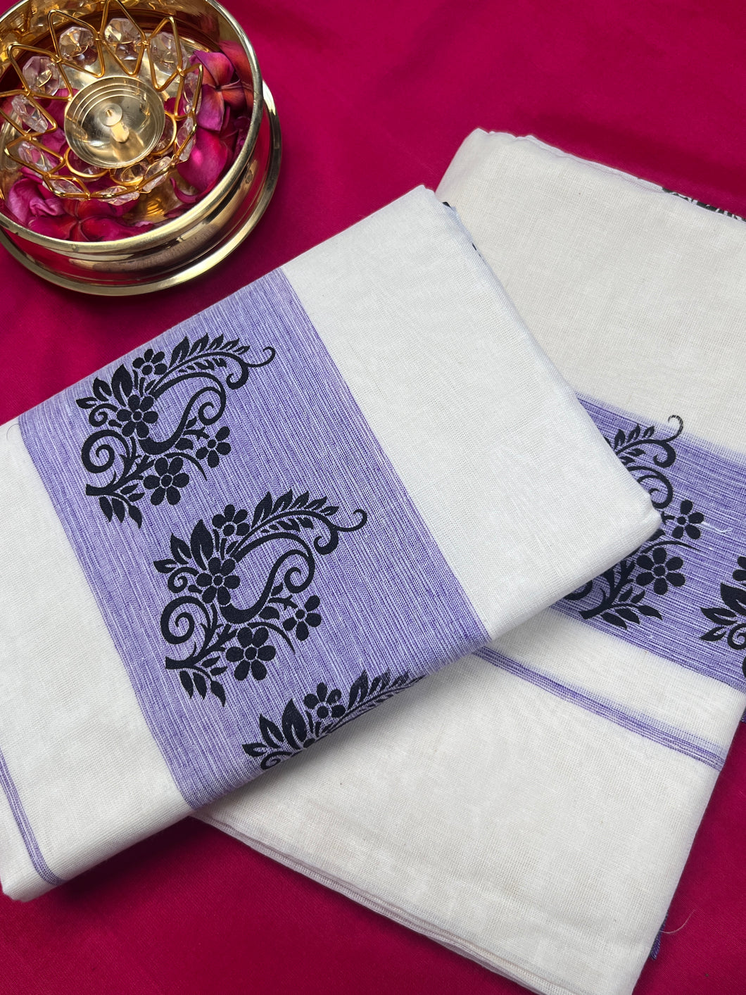 Mango Butta Design Kerala Cotton Set & Mundu (single set) | KL216