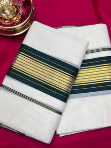 Tissue Border Design Kerala Cotton Single Set Dhothie ( Without Blouse) | KL220