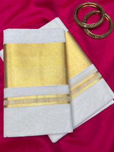Golden Zari Weaved Balaramapuram Handloom Set Mundu ( Without Blouse) | KL238
