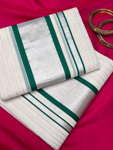 Line Weaving Pattern Balaramapuram Handloom Set Mundu | KL240