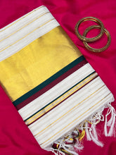 Line Weaving Pattern Kerala Cotton Balaramapuram Saree | KL289