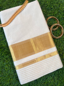 Traditional handwoven Balaramapuram Saree With  Golden Zari Weave | KL306