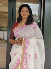 Hand Block Printed Kerala Cotton Saree | KP106