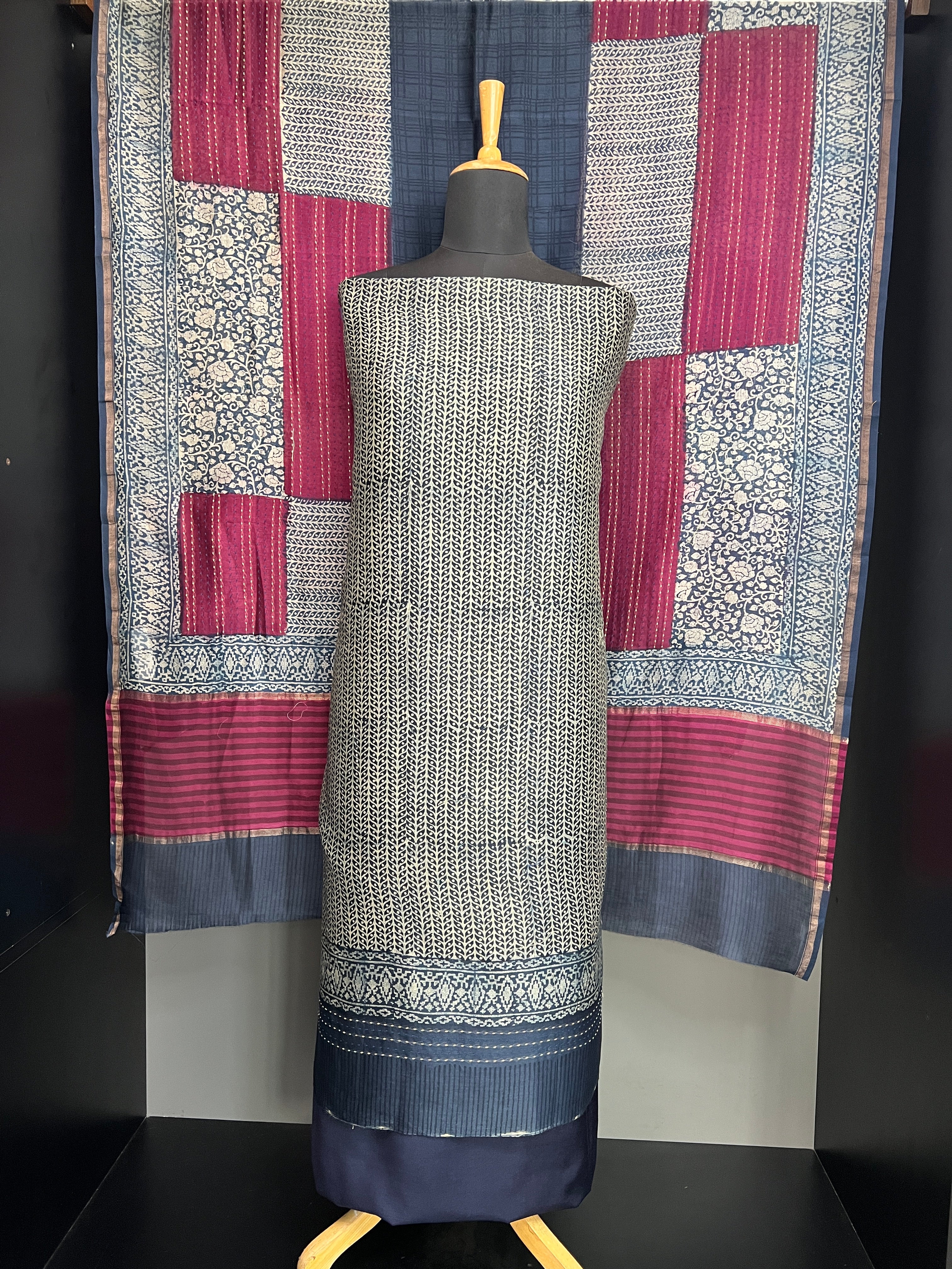 Digital Print With Kantha Detailed Chanderi Salwar Set | LV553