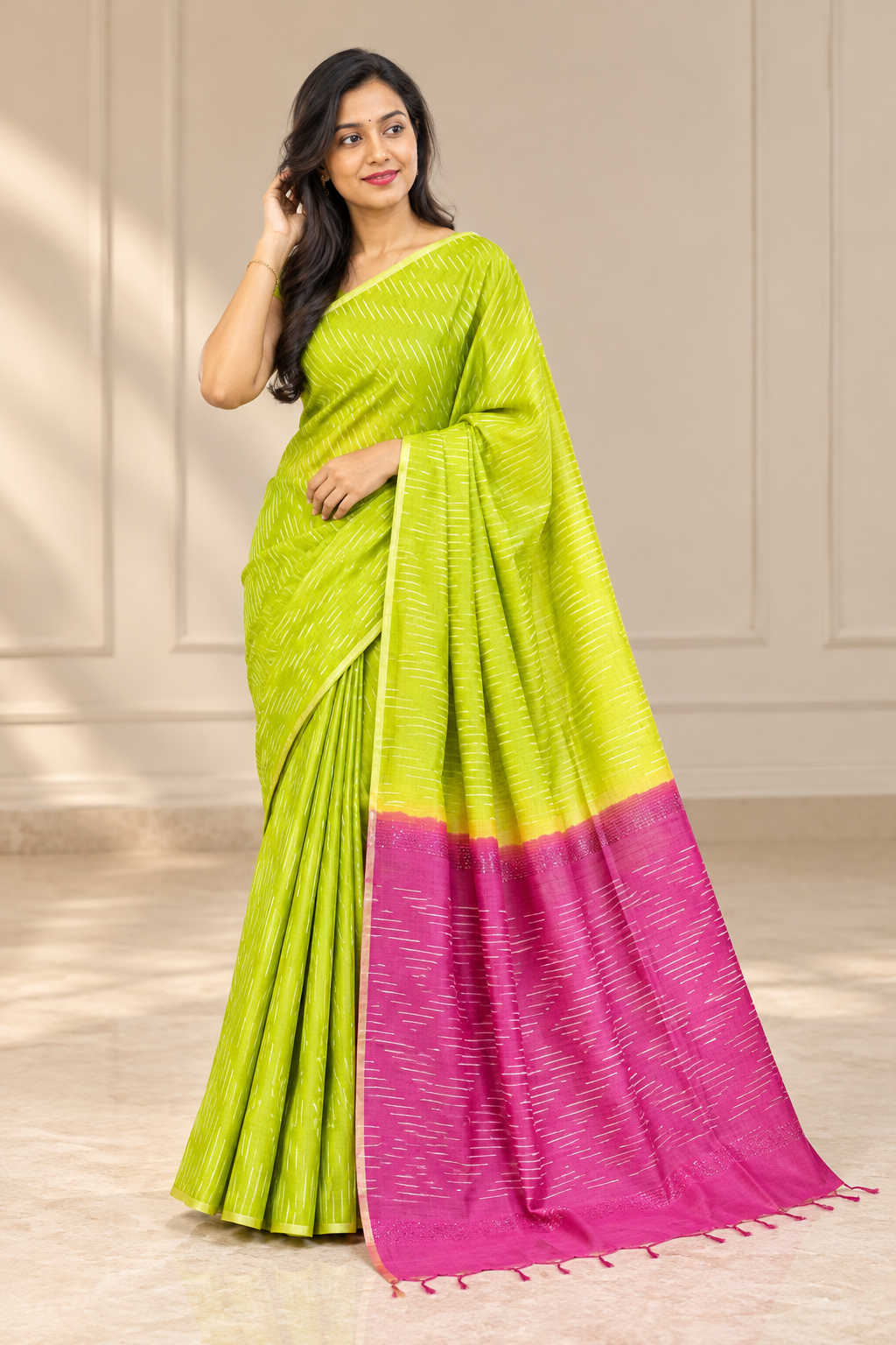 Kesiya Weaving Bhagalpuri Linen Saree |  US271