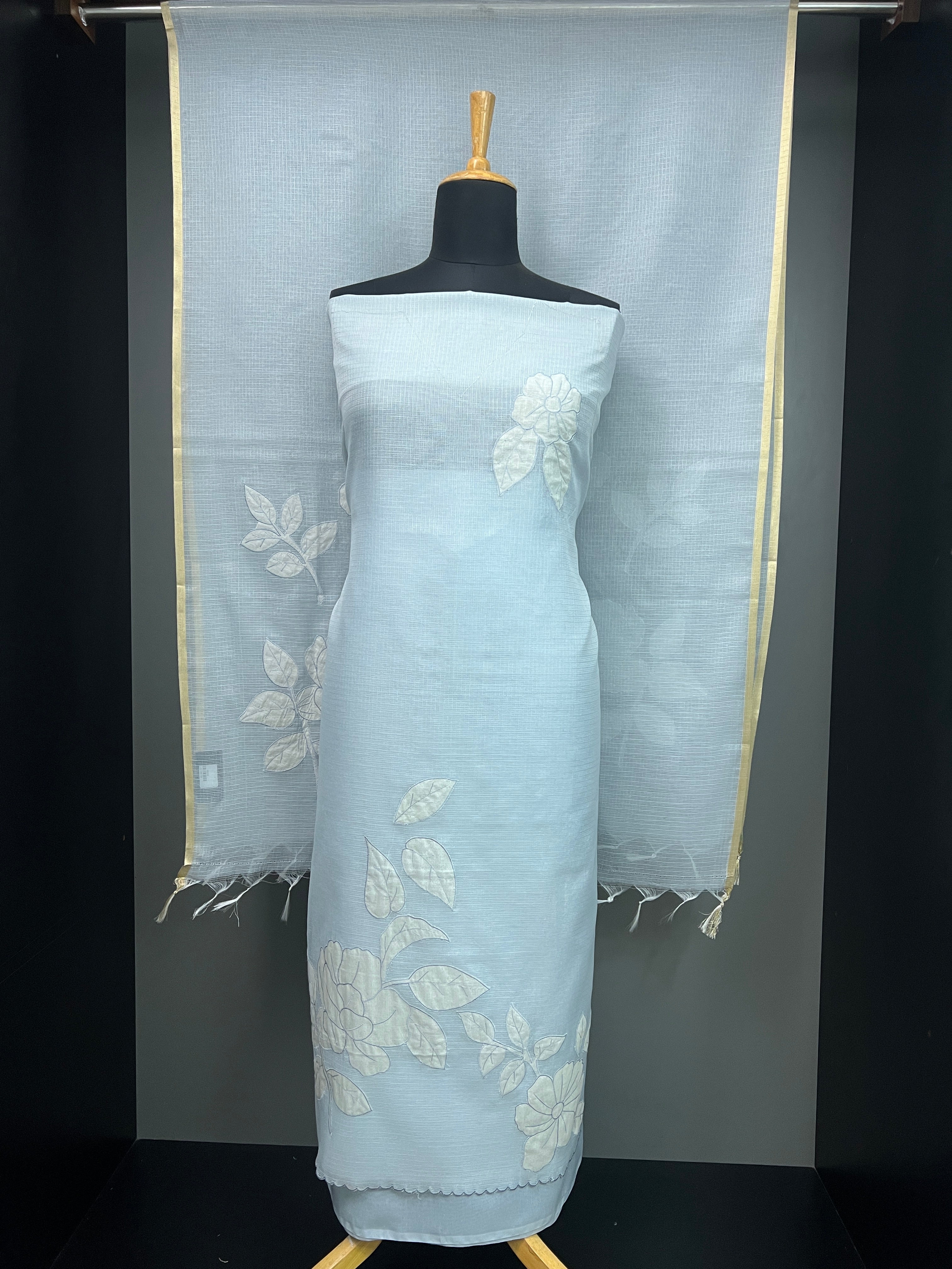 Floral Applique Detailed Silky Kota Salwar Set | MM230