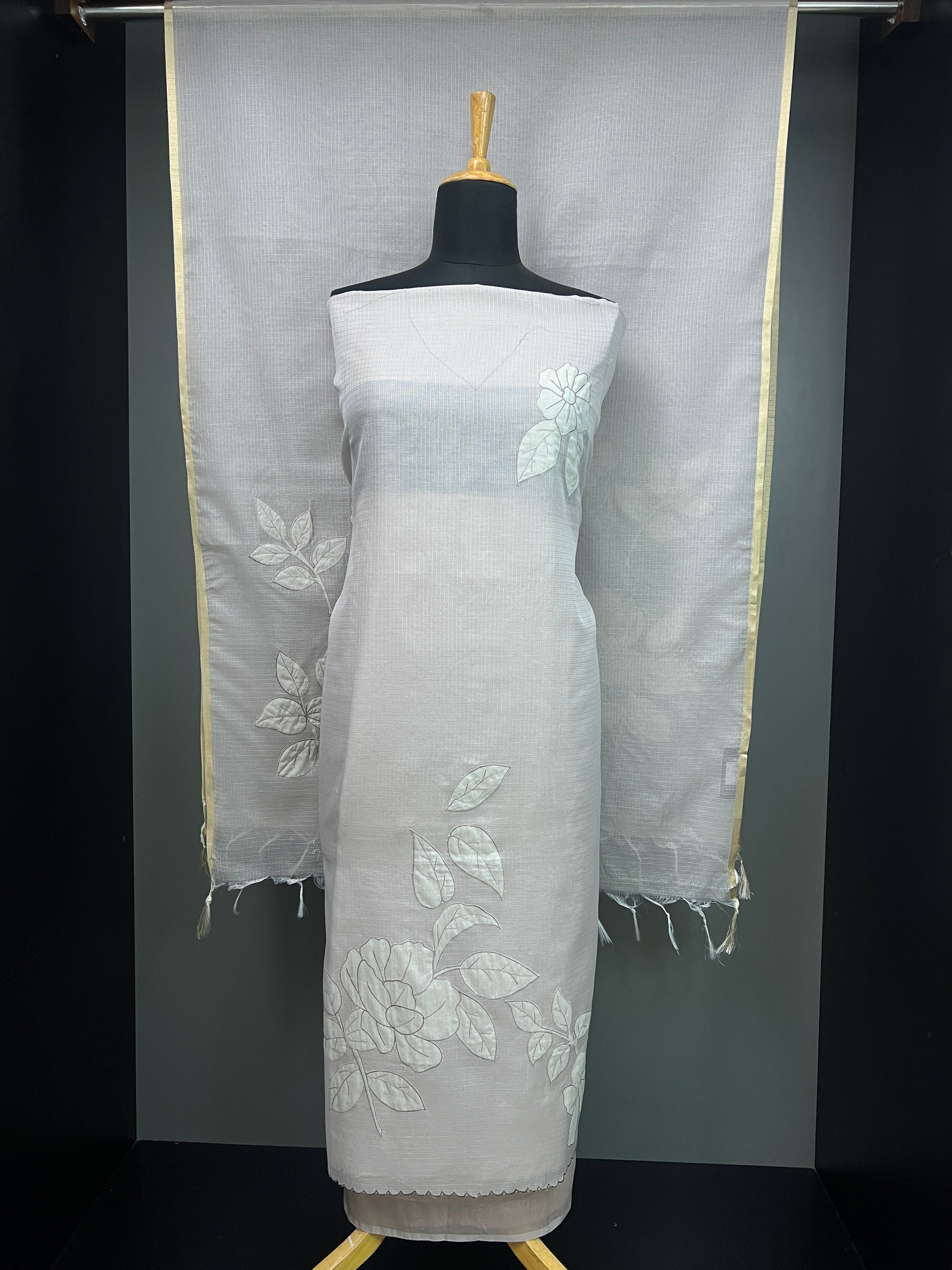 Floral Applique Detailed Silky Kota Salwar Set | MM231