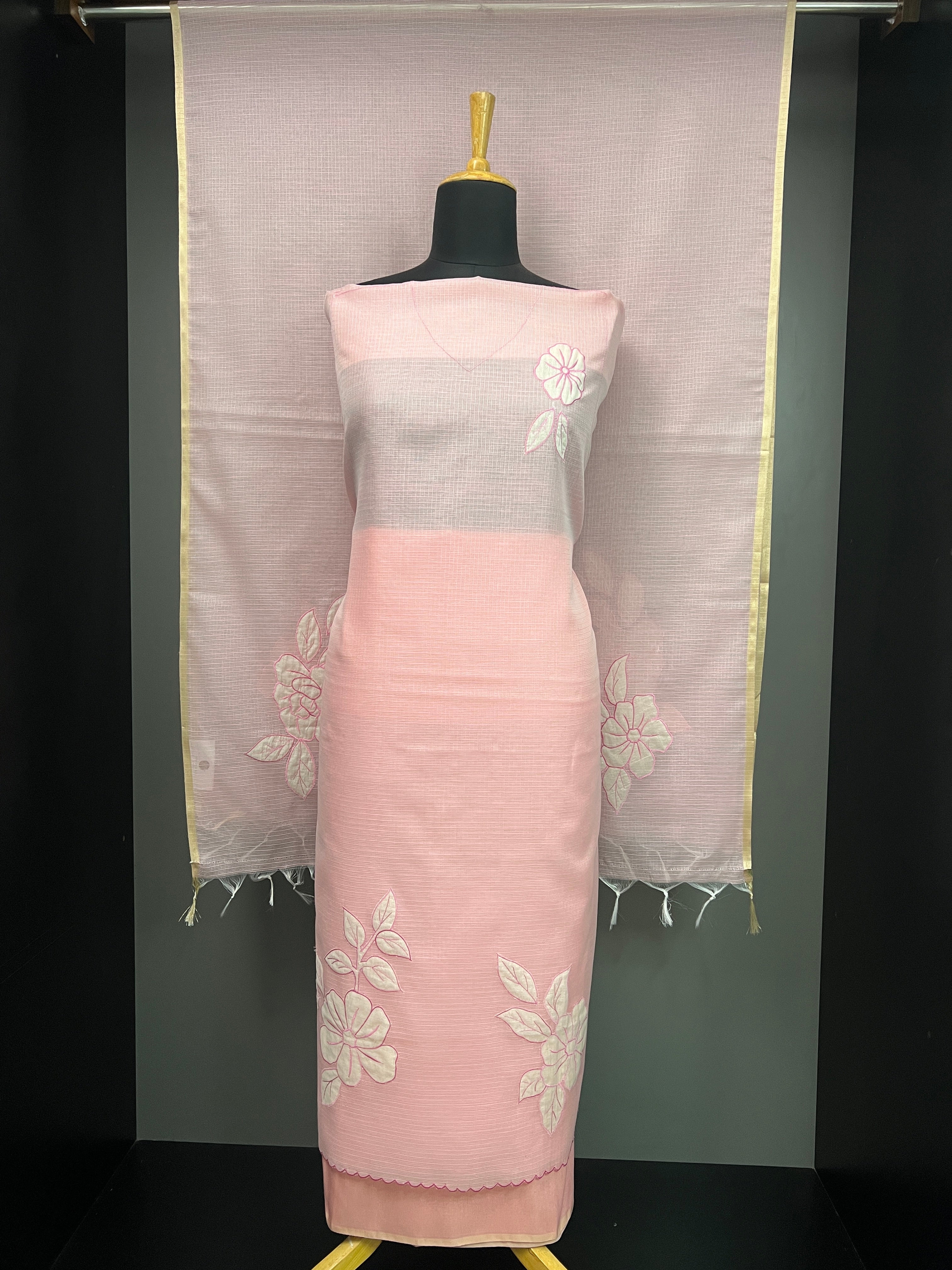 Floral Applique Detailed Silky Kota Salwar Set | MM233