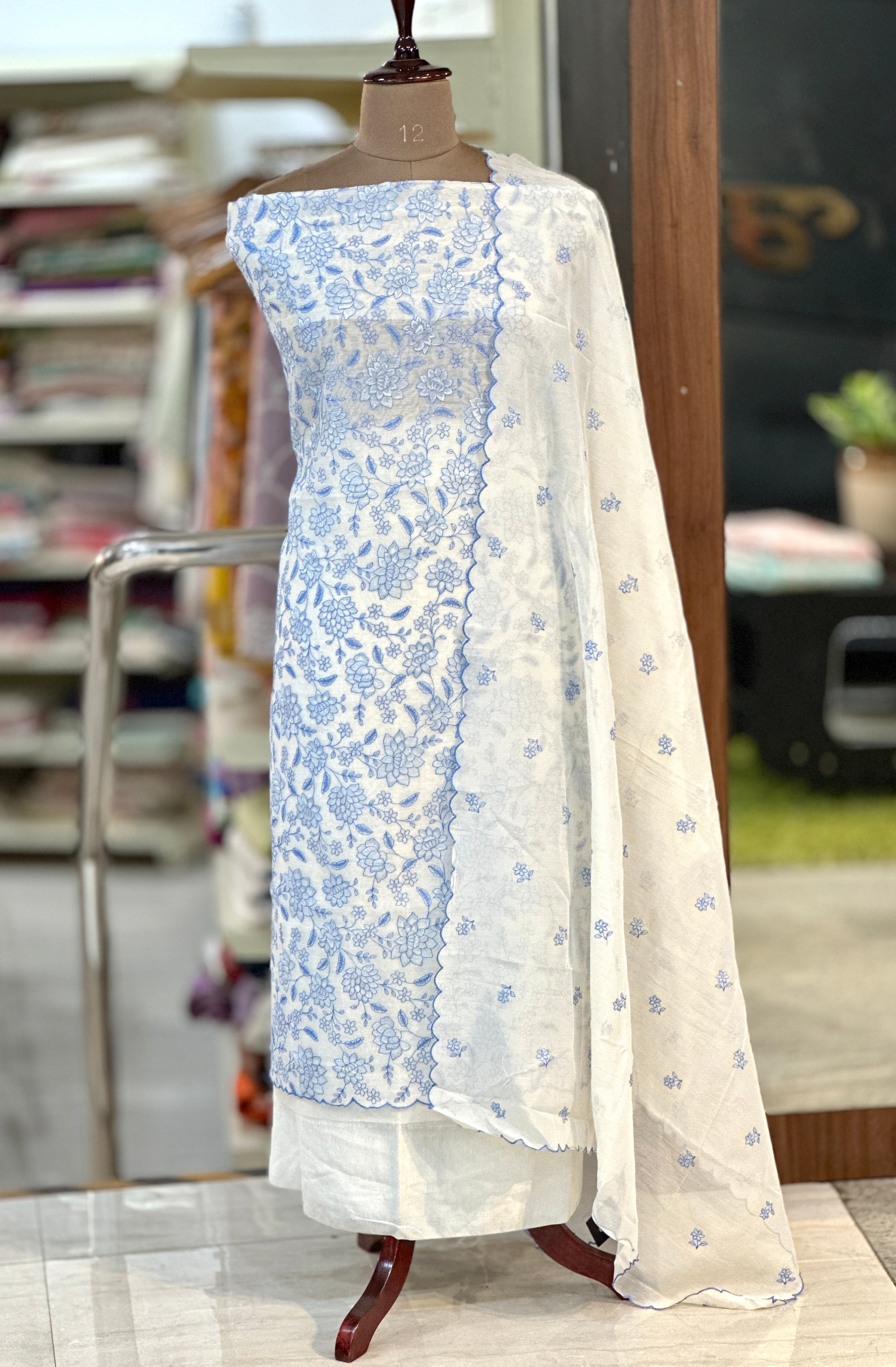 Floral Embroidered Mul Chanderi Salwar Set |MM249