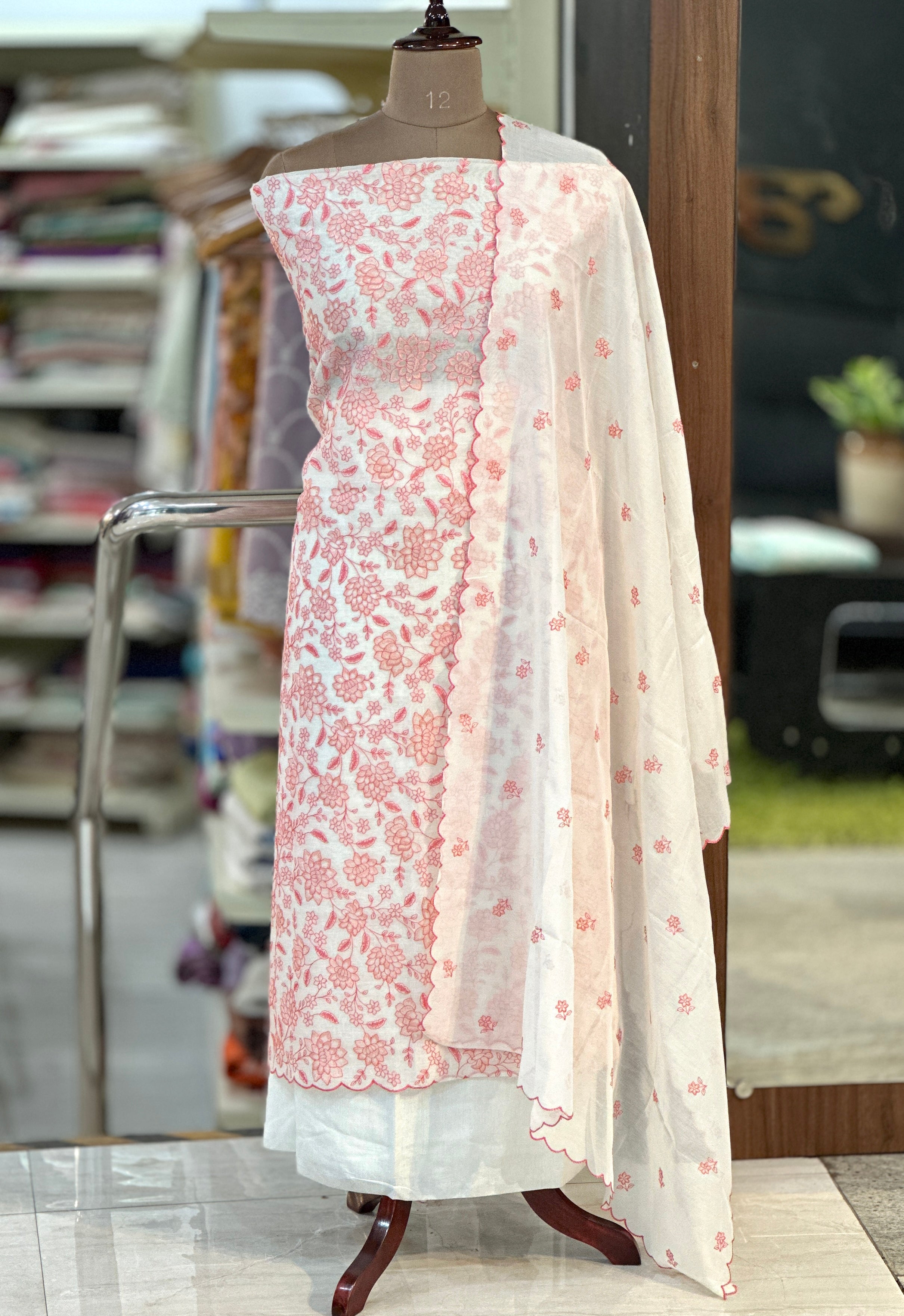 Floral Embroidered Mul Chanderi Salwar Set | MM251
