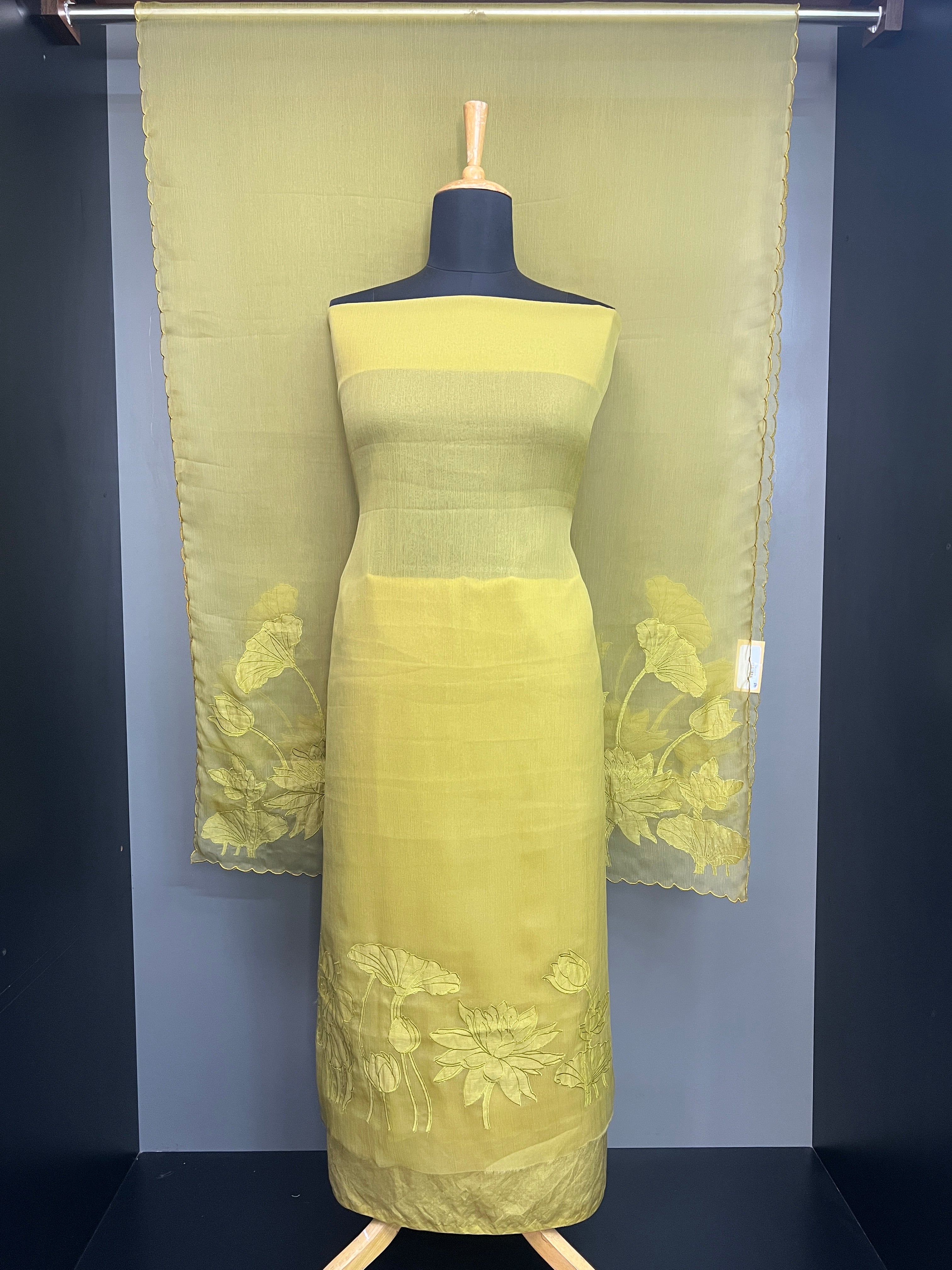 Floral Applique Detailed Crushed Organza Salwar Set | MM298