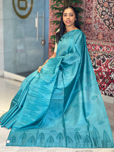 Machine Embroidery With Cut Work Detailed Tussar Saree | MNH476