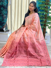 Floral & Geometric Embroidery Patterned Tussar Saree | MNH482
