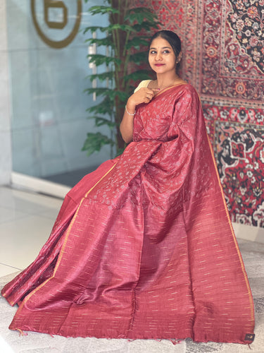 Floral Embroidery With Kesiya Weaved Tussar Saree | MNH483