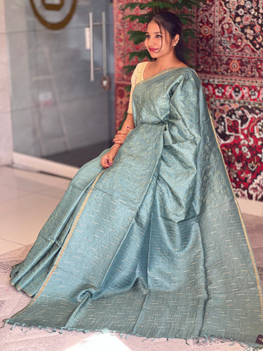 Floral Embroidery With Kesiya Weaved Tussar Saree | MNH485