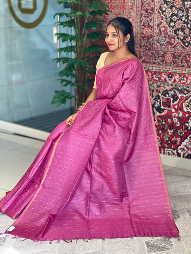 Floral Embroidery With Kesiya Weaved Tussar Saree | MNH489