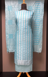 Machine Embroidery Detailed Tussar Salwar Set | MNH497