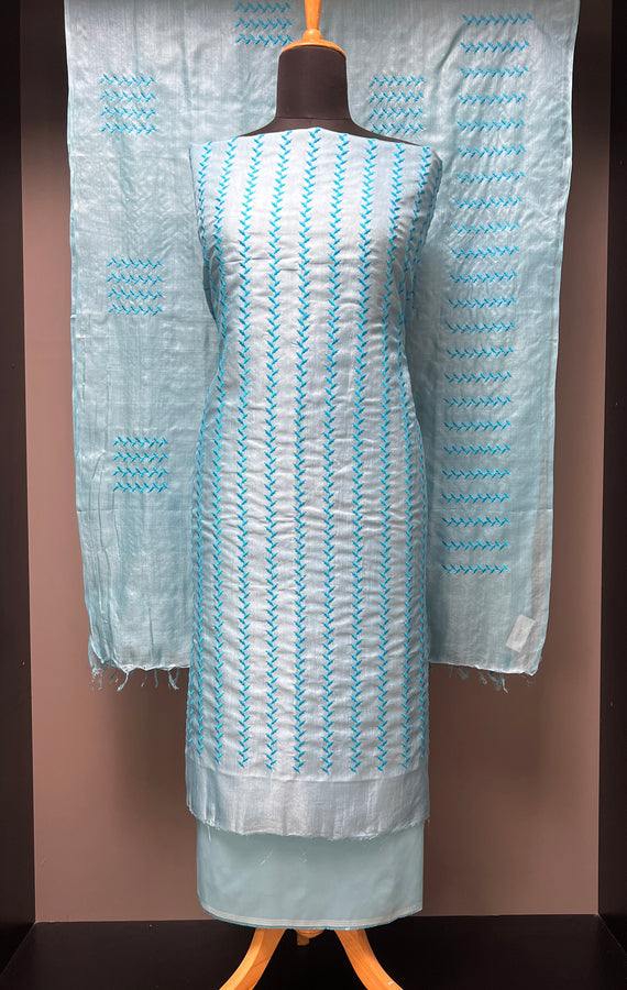 Machine Embroidery Detailed Tussar Salwar Set | MNH497