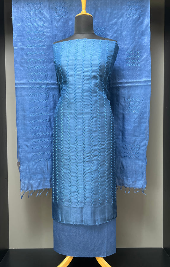 Machine Embroidery Detailed Tussar Salwar Set | MNH500
