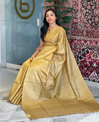 Machine Embroidery Detailed Tussar Saree | MNH507