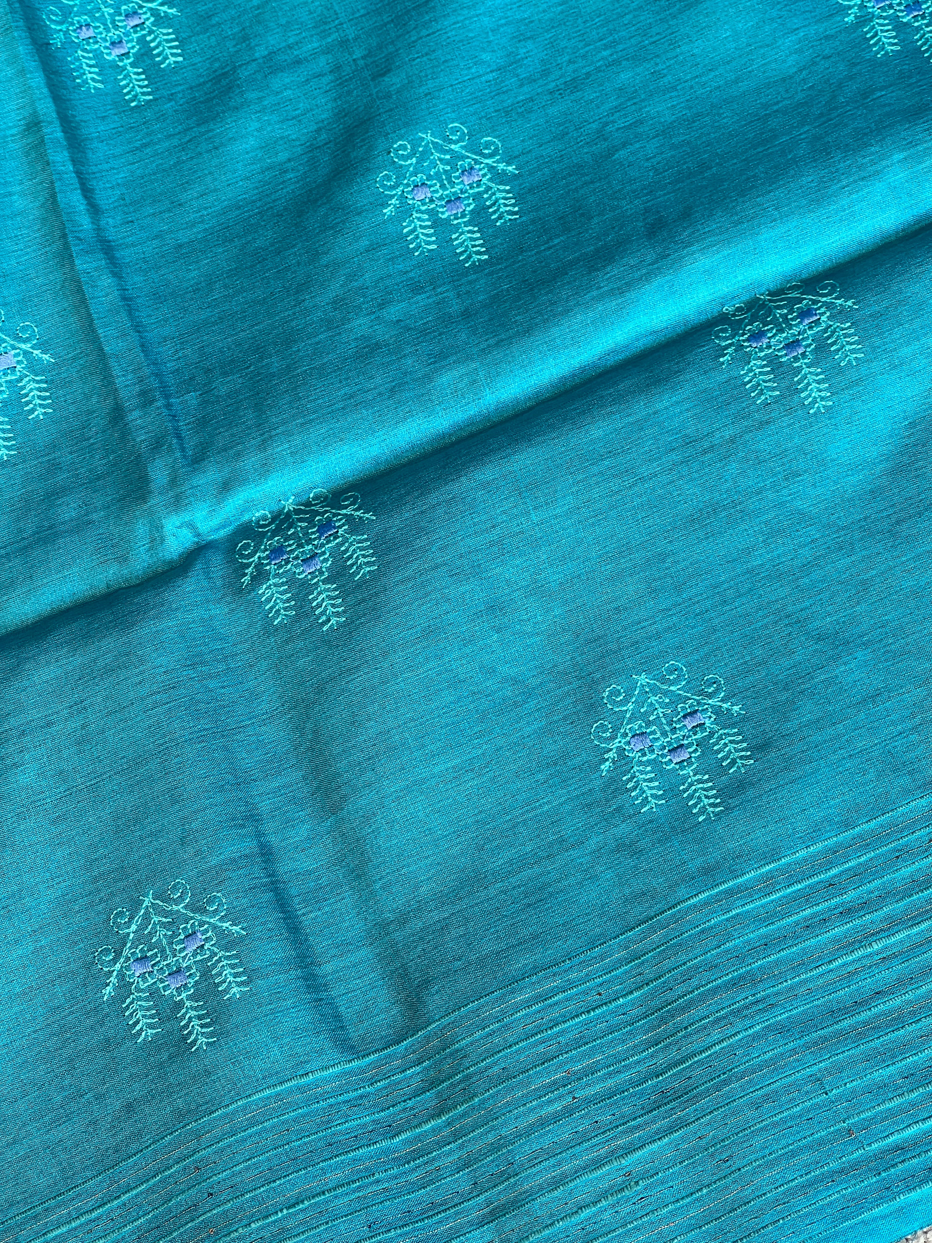Machine Embroidery Detailed Tussar Saree | MNH513