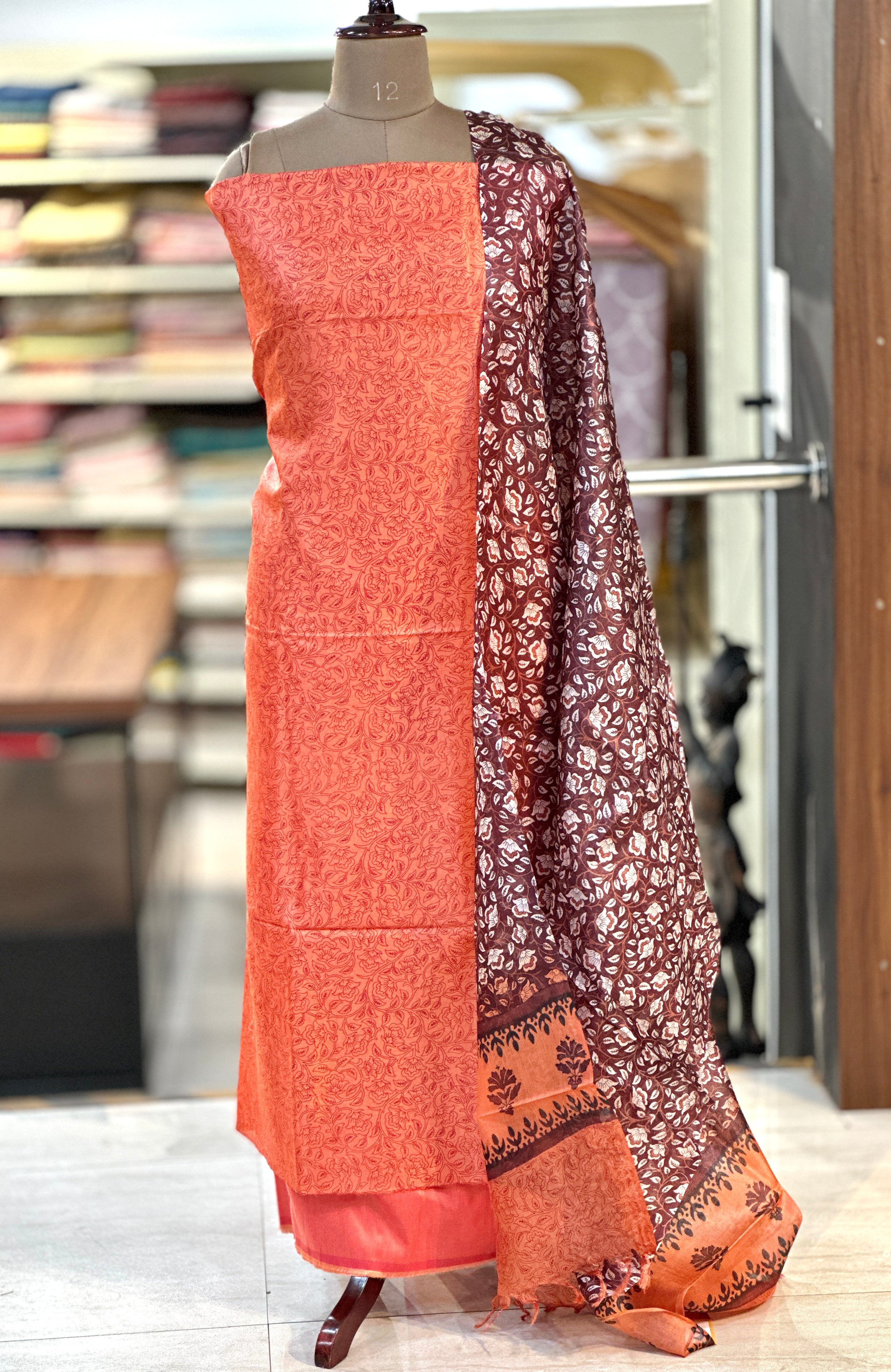 Floral Printed Tussar Salwar Set | MNH514