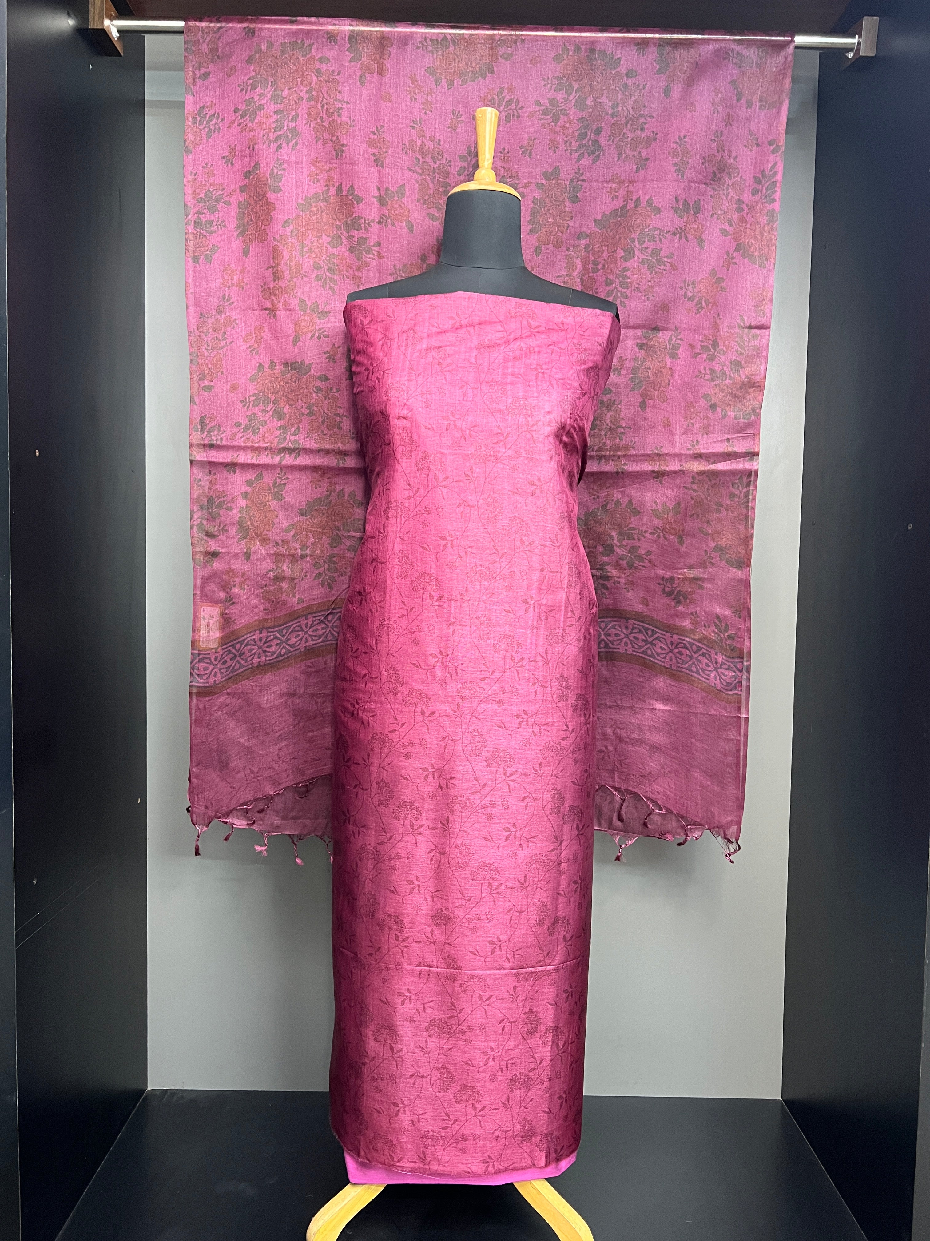 Floral Digital Print Detailed Tussar Salwar Set | MNH576