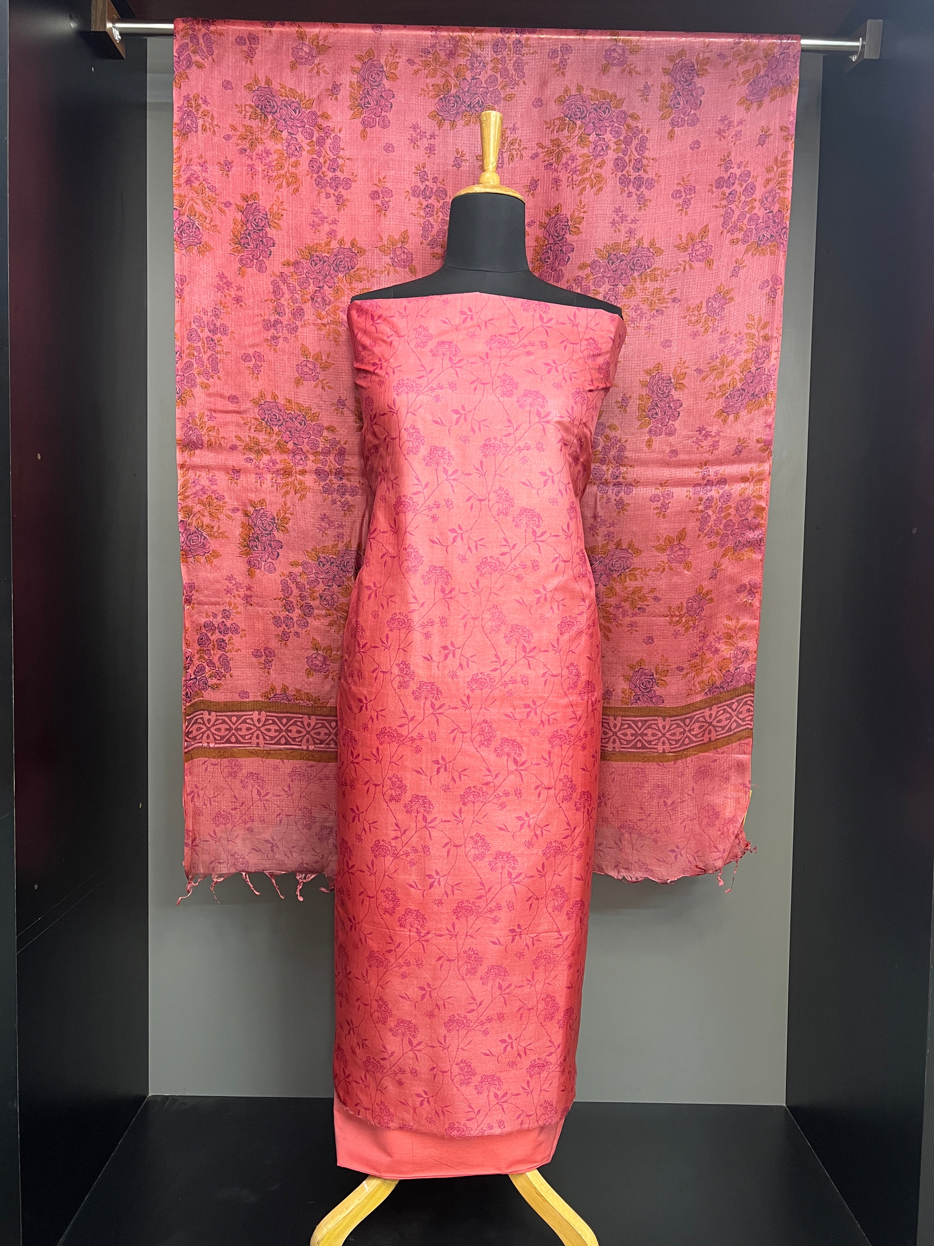 Floral Digital Print Detailed Tussar Salwar Set | MNH577