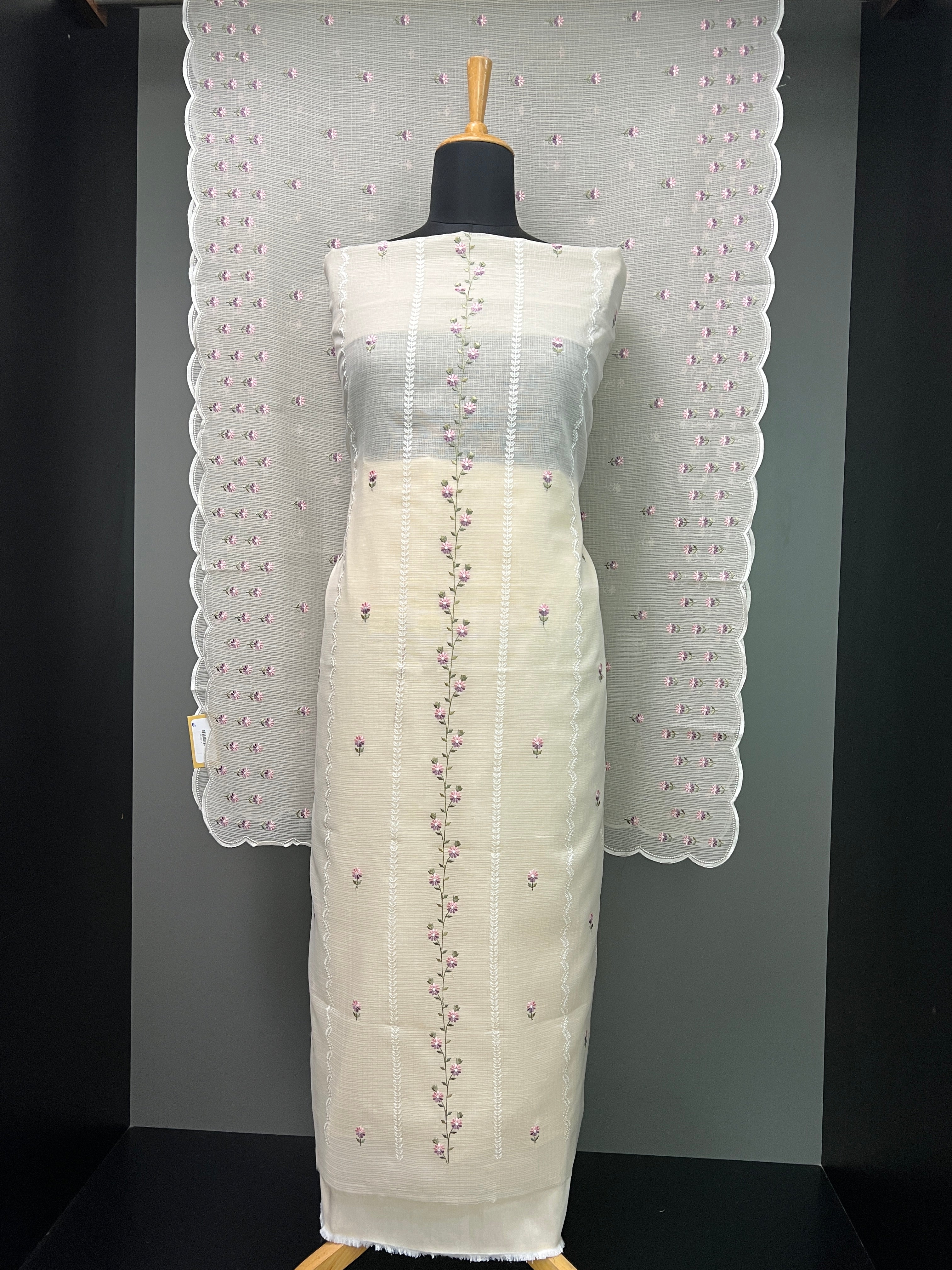 Floral Machine Embroidery Detailed Kota Salwar Set | MR210