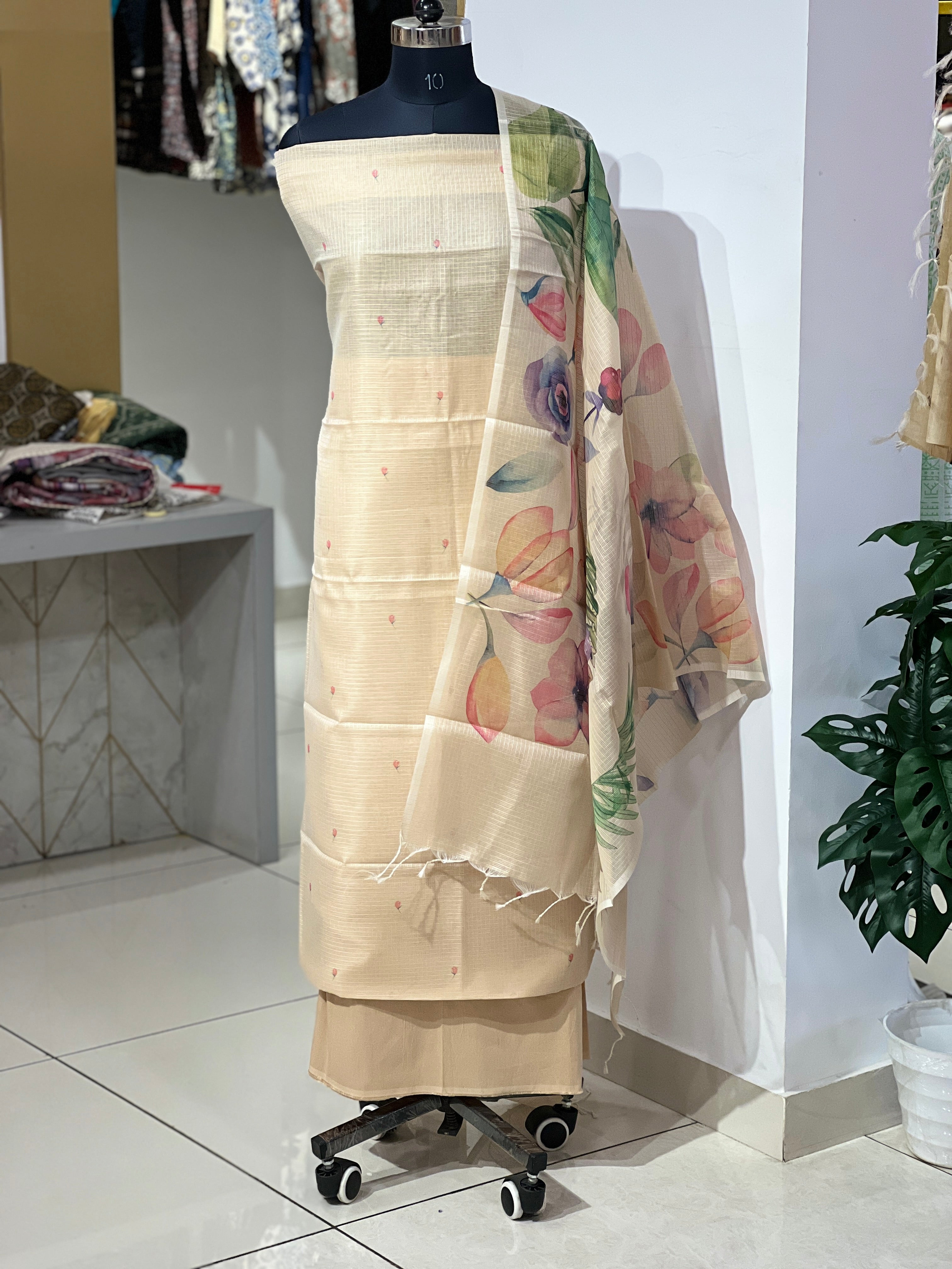 Floral Digital Print Detailed Silky Kota Salwar Set | MR248