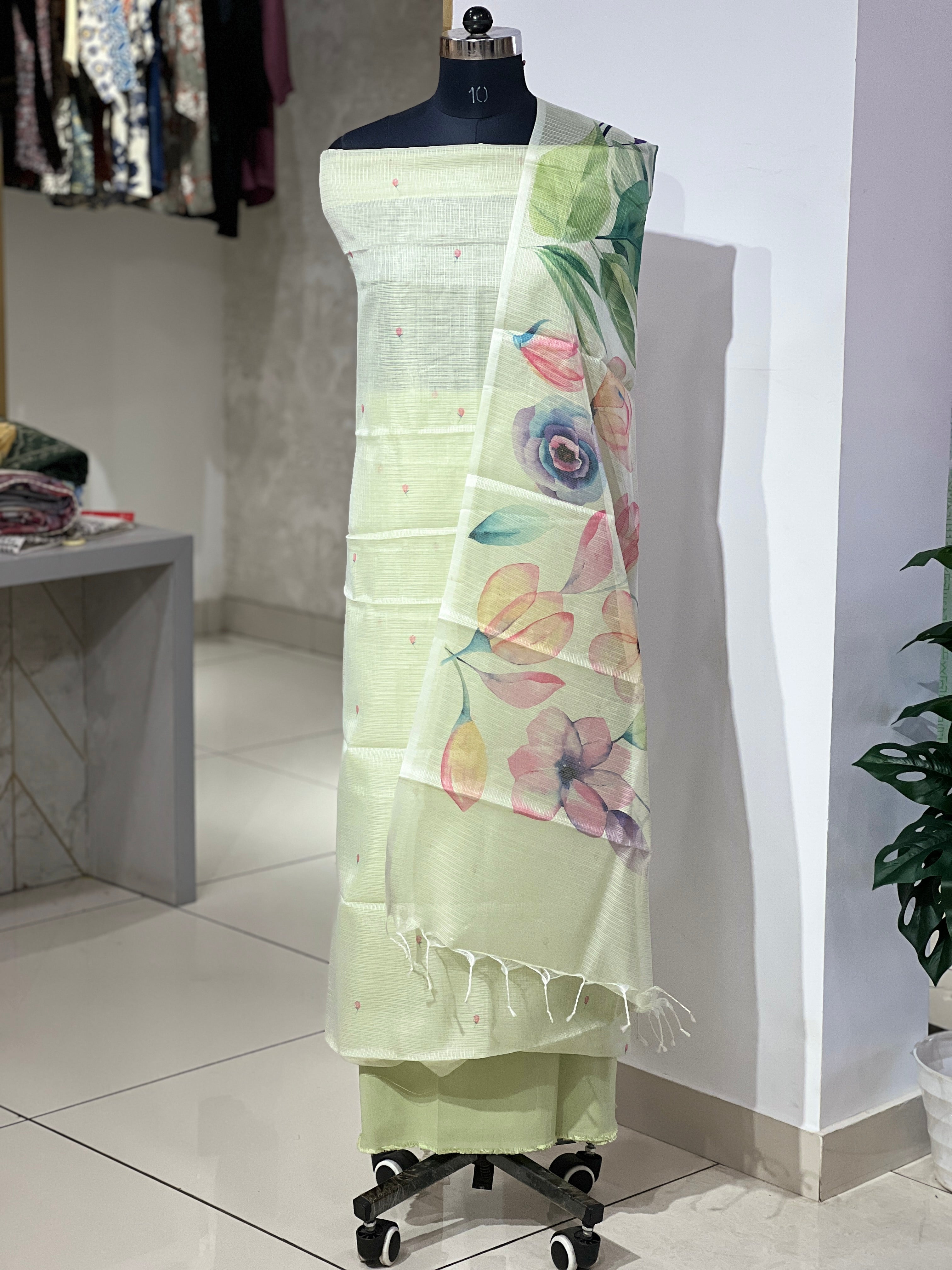 Floral Digital Print Detailed Silky Kota Salwar Set | MR312