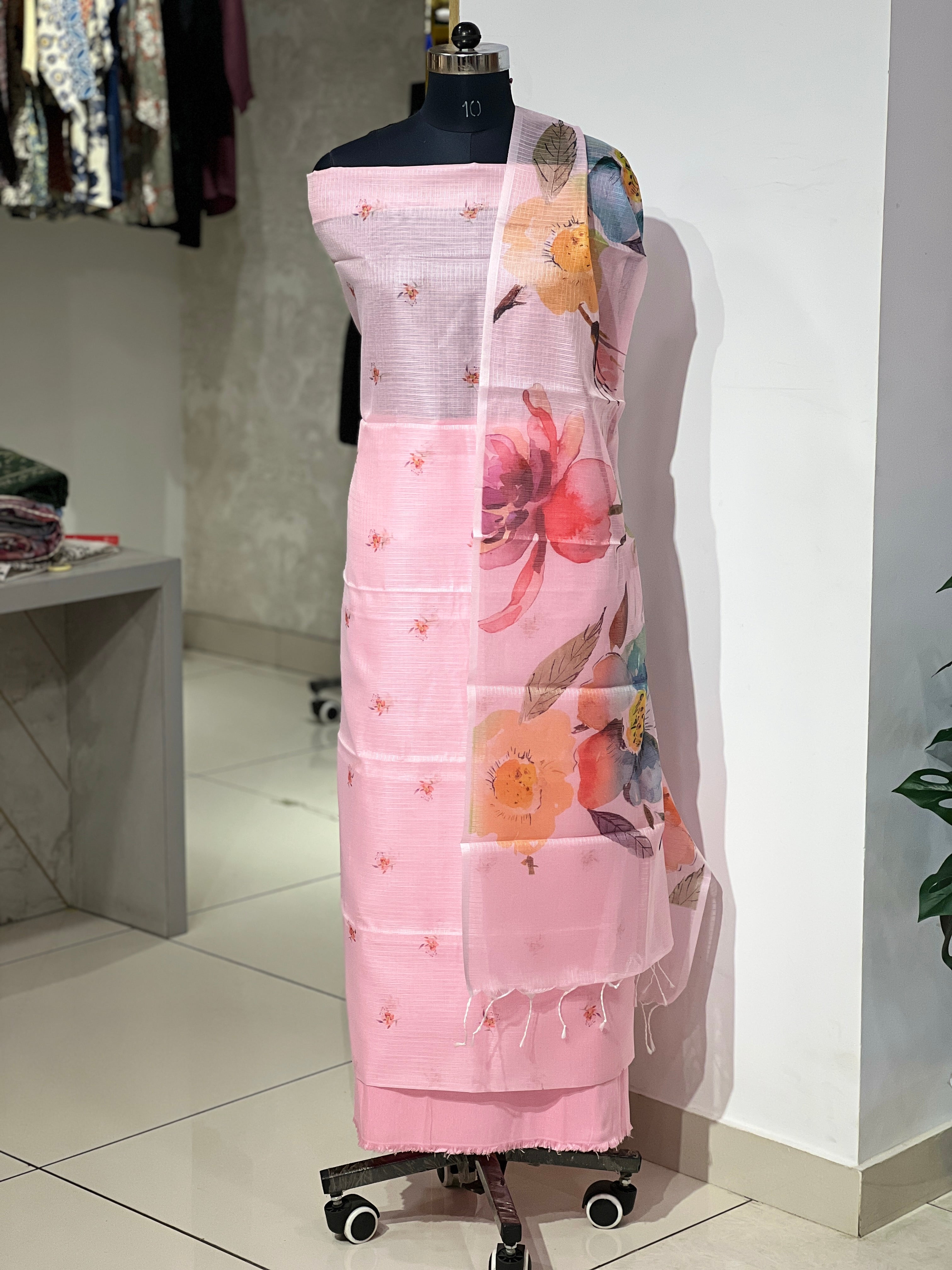 Floral Digital Print Detailed Silky Kota Salwar Set | MR325