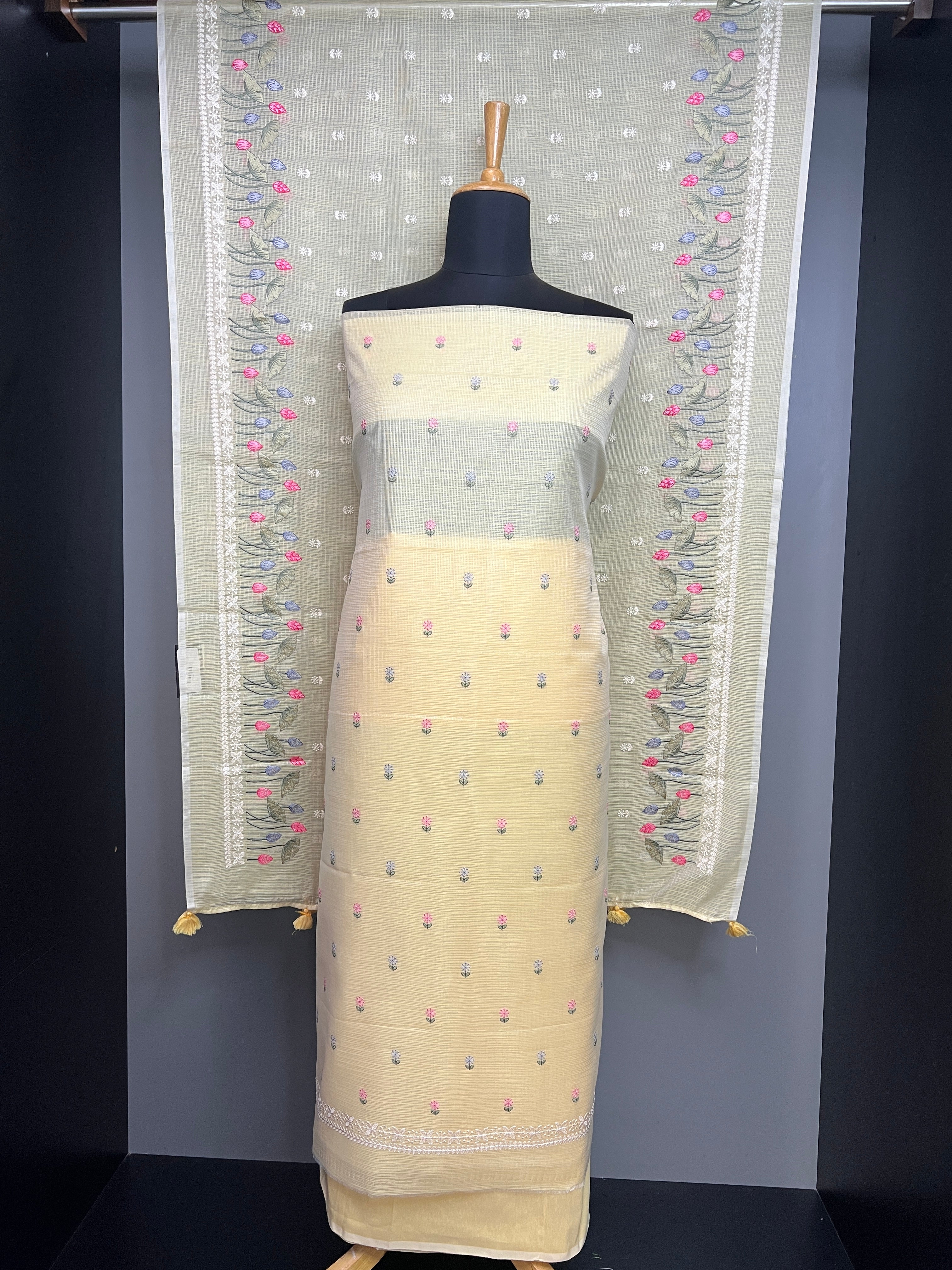 Multi Colour Floral Machine Embroidery Detailed Kota Salwar Set | MR360