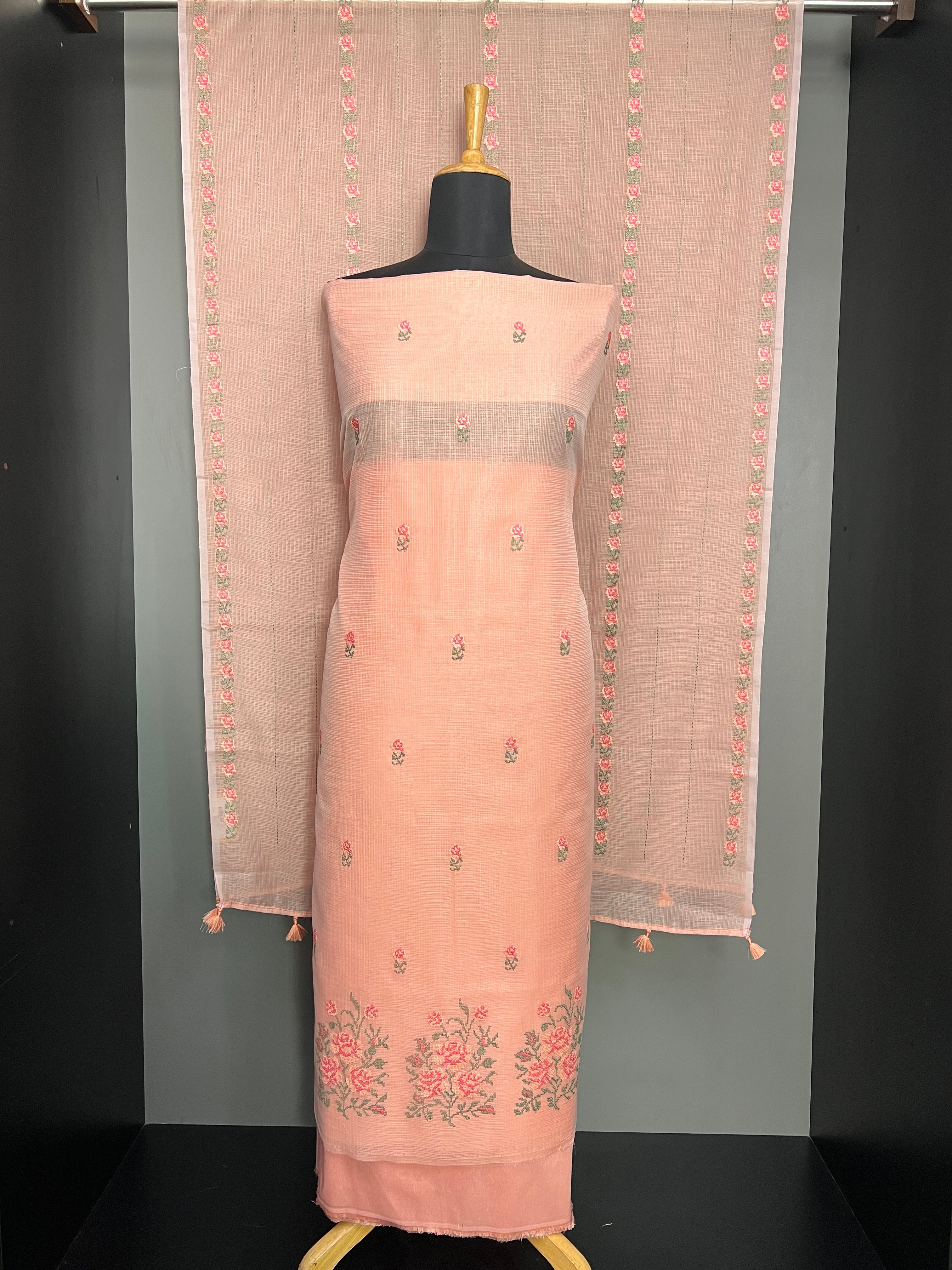 Floral Cross Stitch Embroidered Kota Salwar Set | MR470